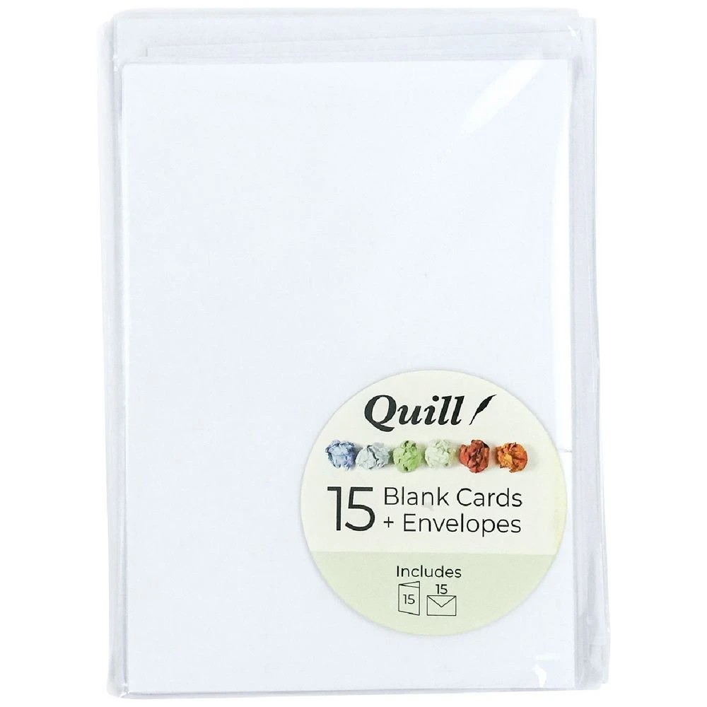 1 Quill A6 Cards and Envelopes Linen White 15 Pack, 1 of 5