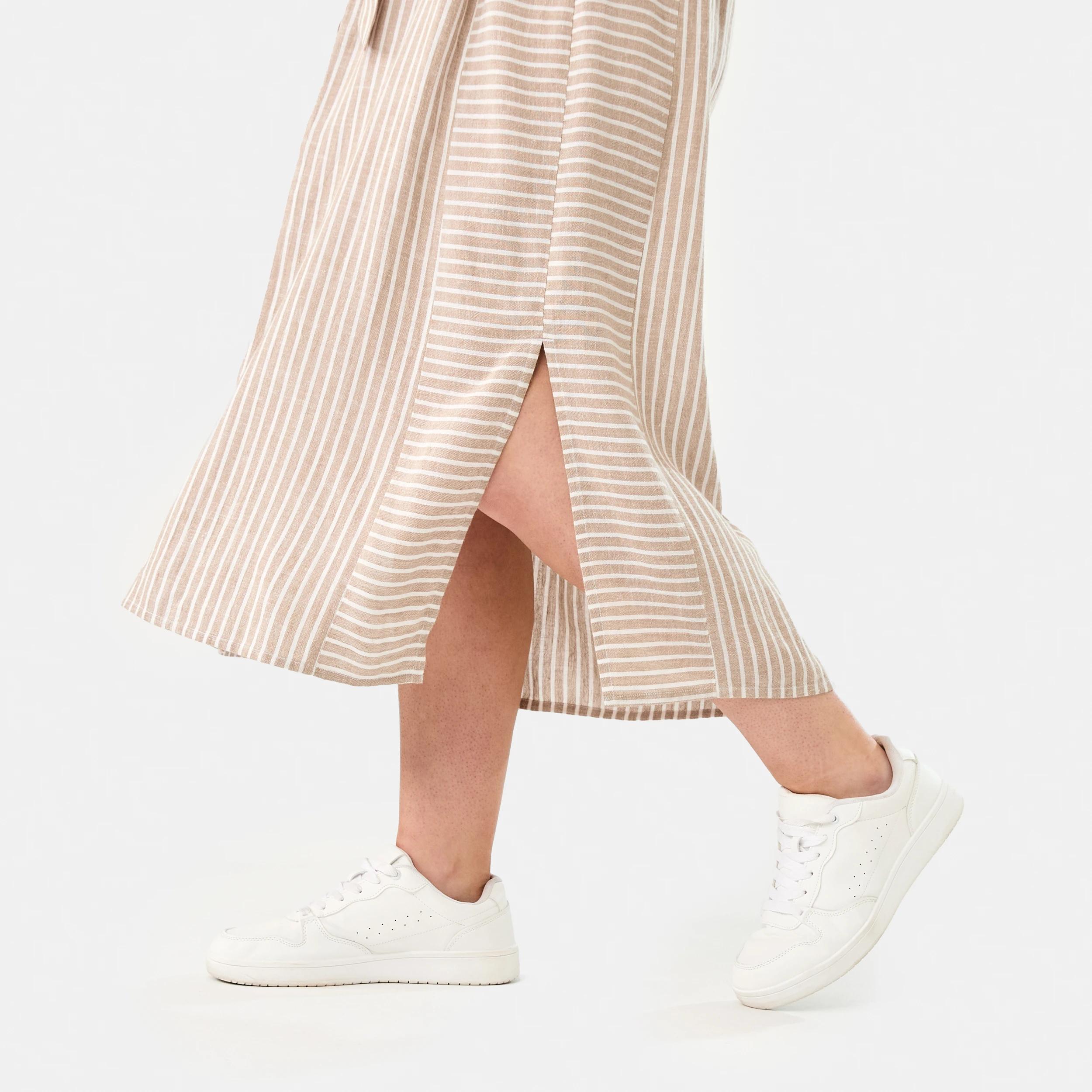 9 Short Sleeve Utility Shirt Midi Dress RESORT STRIPE DUNE BEIGE, 9 of 9