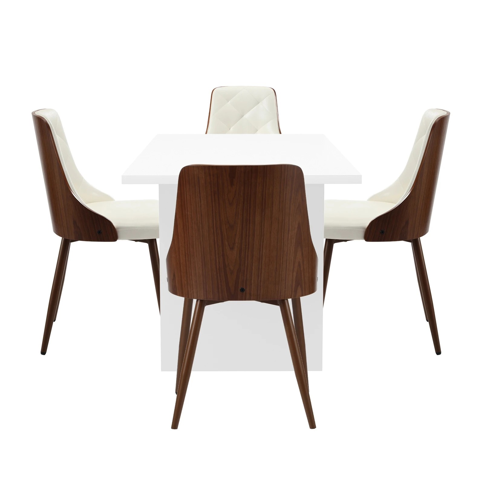 7 Oikiture 4-Seater Rectangular Dining Table and Chairs Wooden Kitchen Dining Set - White, 7 of 10