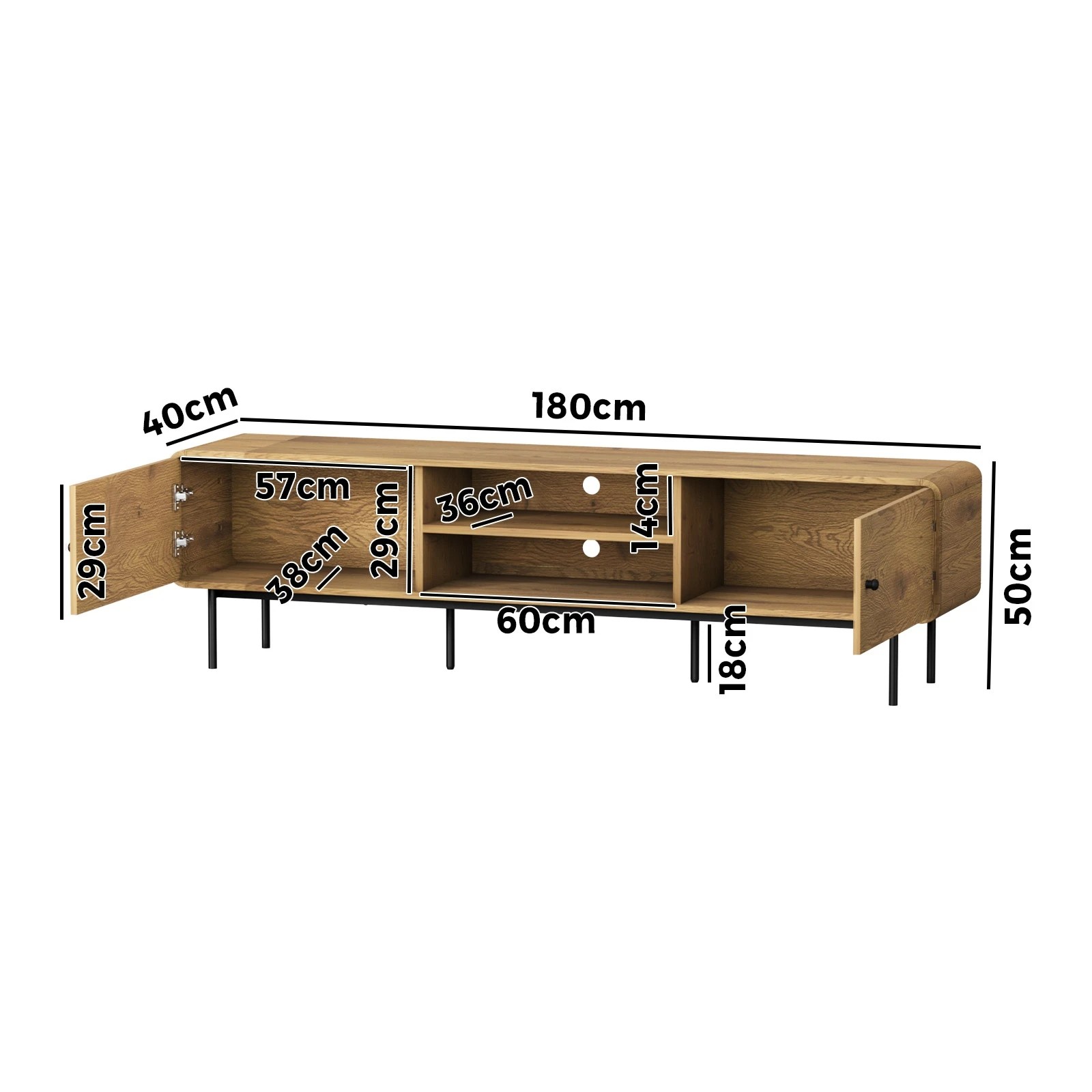 8 Oikiture Tv Cabinet Entertainment Unit 180cm Wooden
 - Natural, 8 of 9
