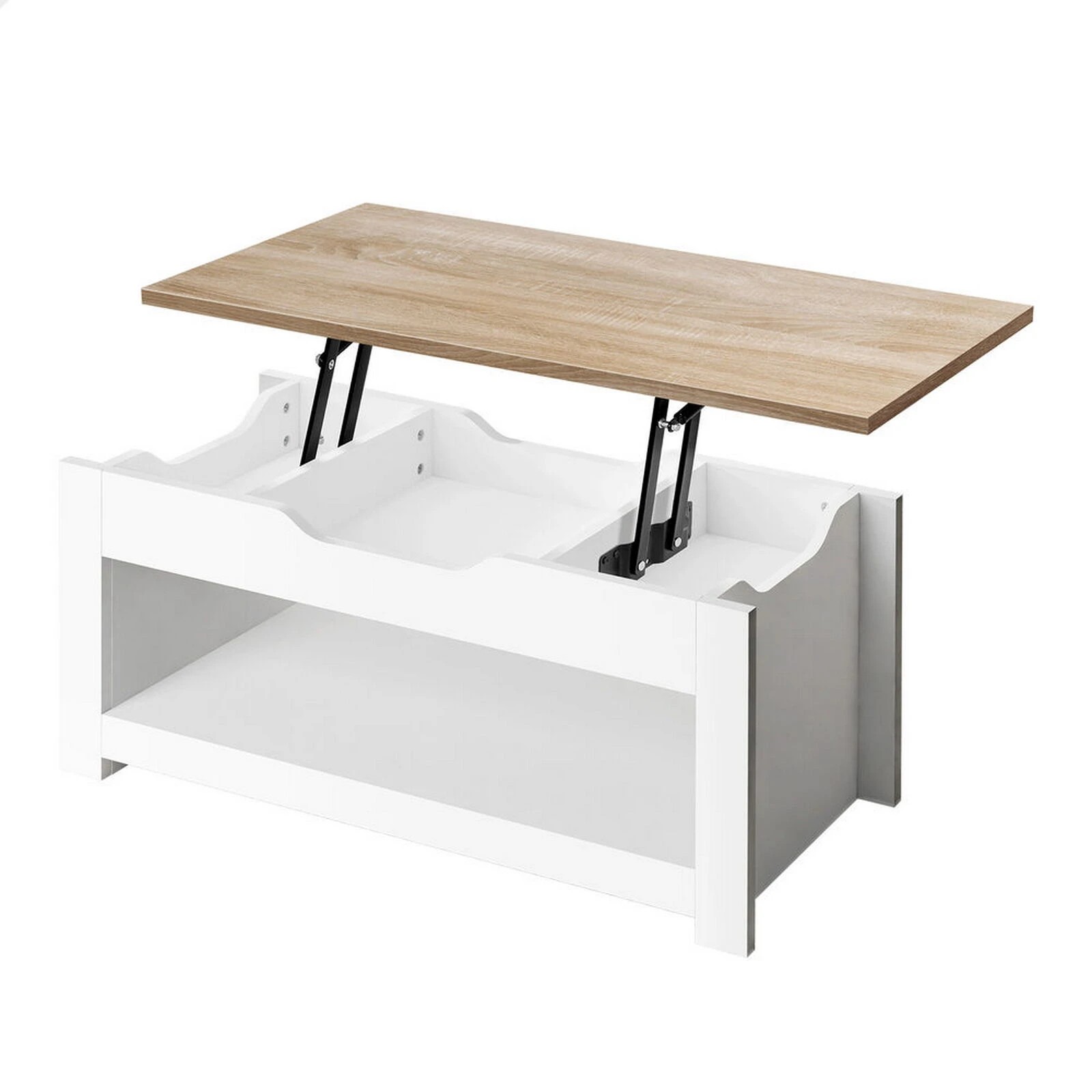 1 Alfordson Coffee Table Lift Up Top Laptop Desk Hidden Storage Shelf - Wood White, 1 of 10