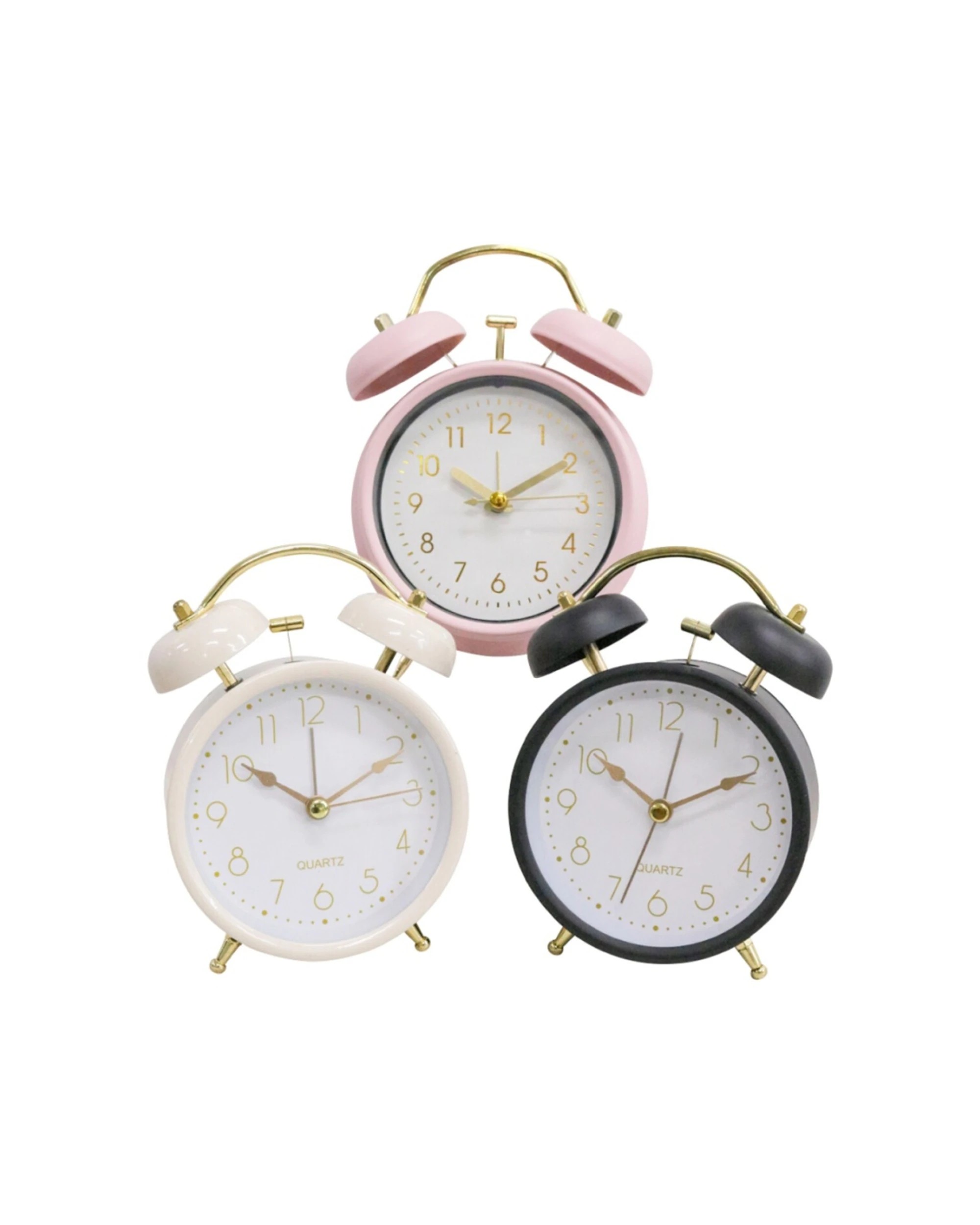 2 LVD Serena Metal Analogue Alarm Clock Bedroom Decor 16cm - Multi, 2 of 2