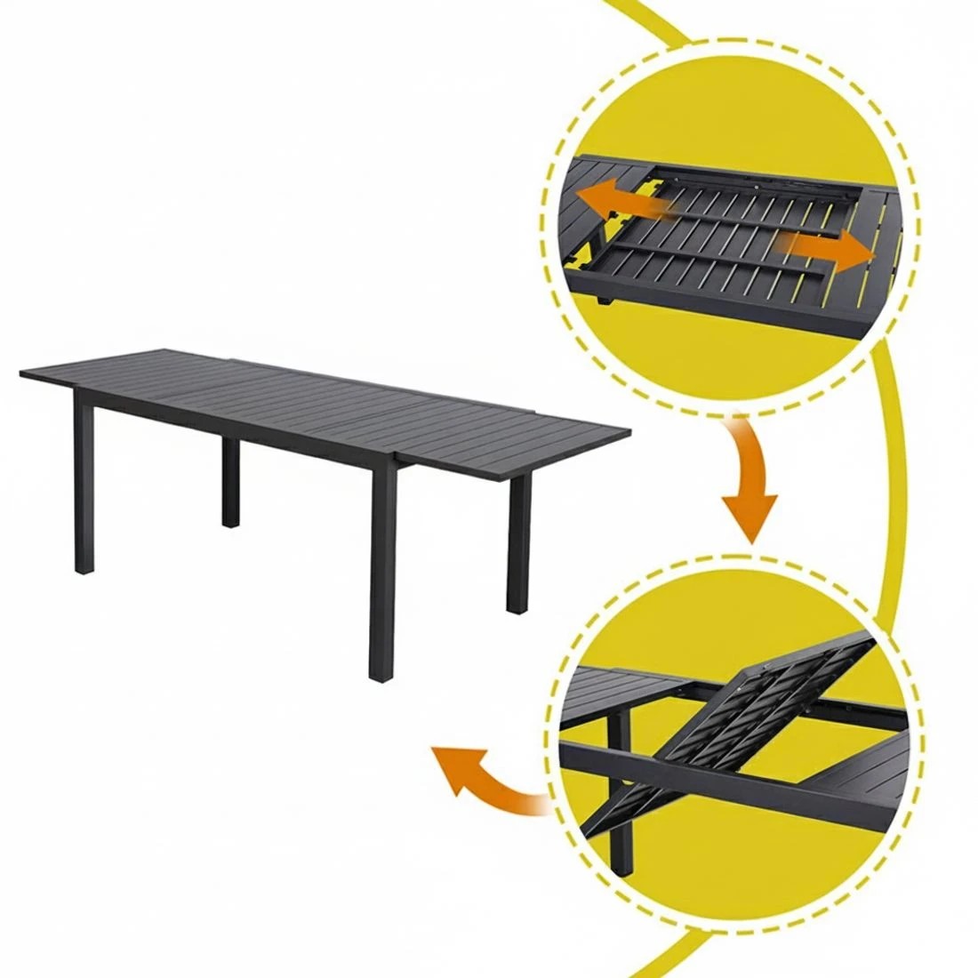 5 Gardeon Outdoor Dining Set 9PCS Aluminum Extendable Table Chairs Patio Furniture - Black, 5 of 6