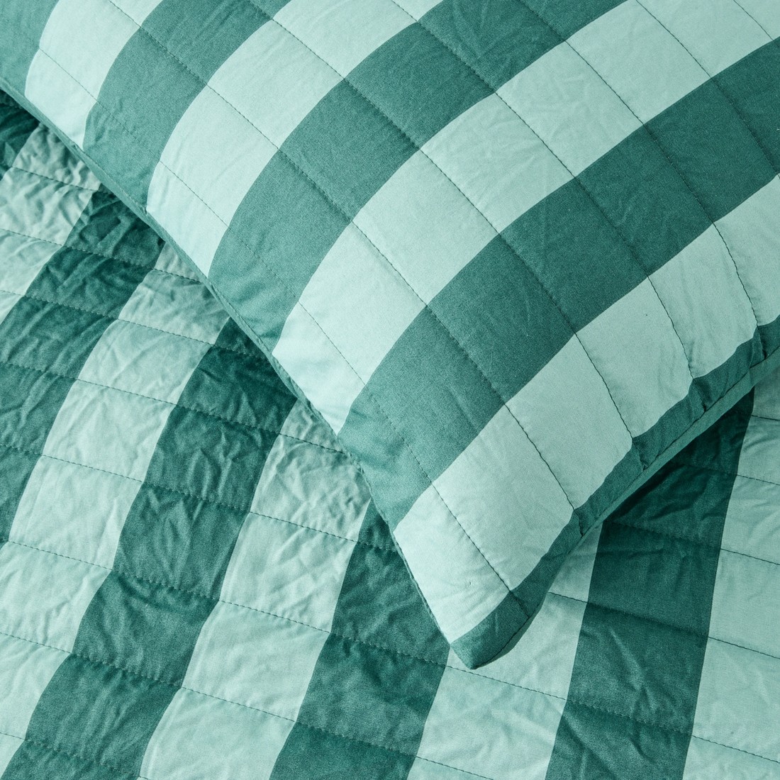 6 Reversible Stripe Coverlet Set - Queen/King Bed, Teal, 6 of 9