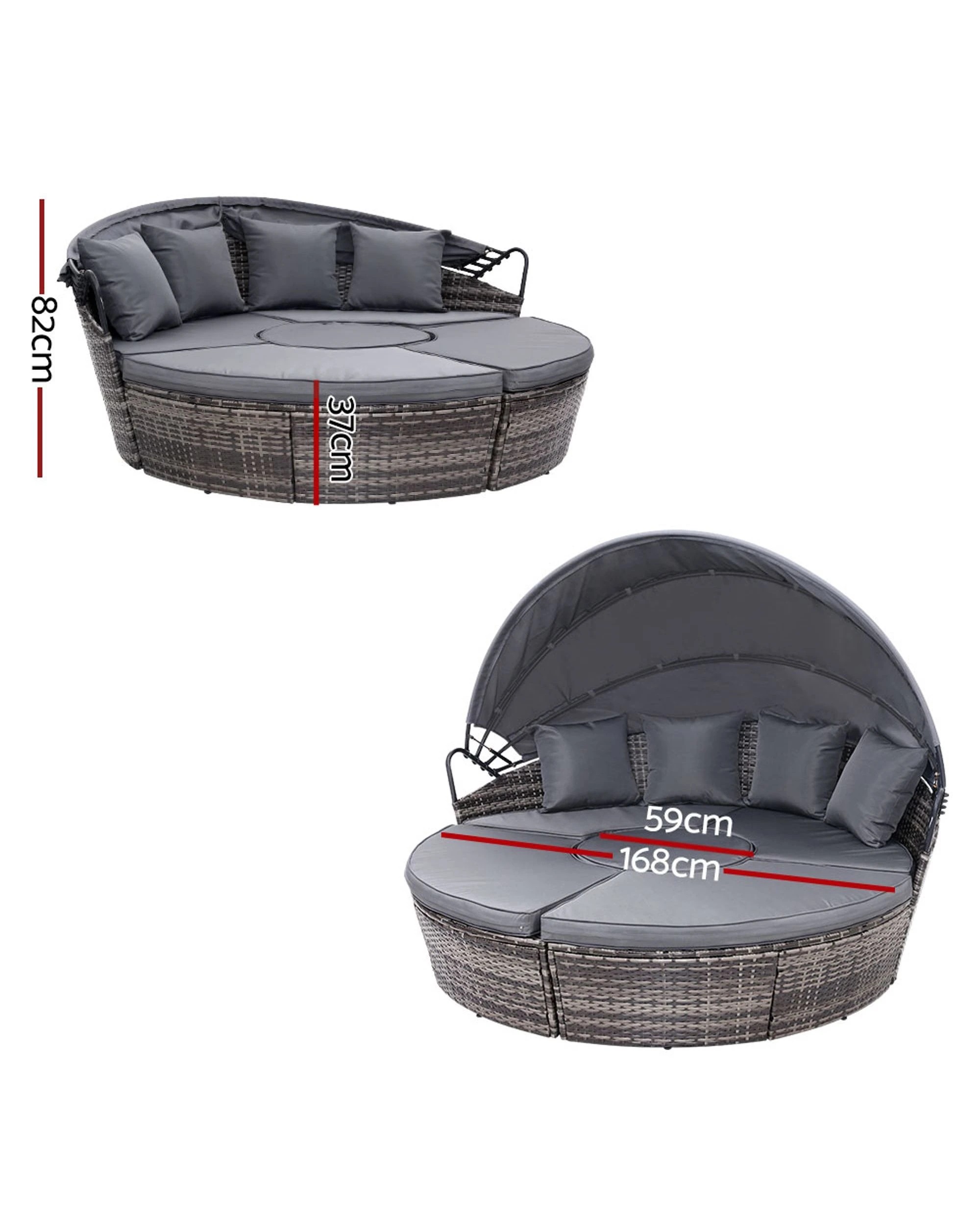 2 Gardeon Sun Lounge Setting Wicker Lounger Day Bed Patio Outdoor Furniture
 - Grey, 2 of 3