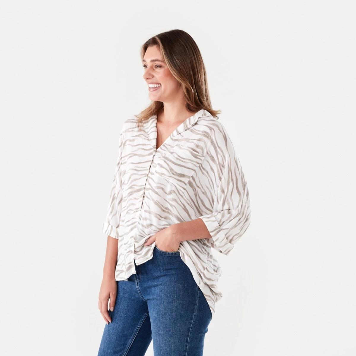 2 Short Dolman Sleeve Shirt SOFT ZEBRA CLOUD DANCER, 2 of 6
