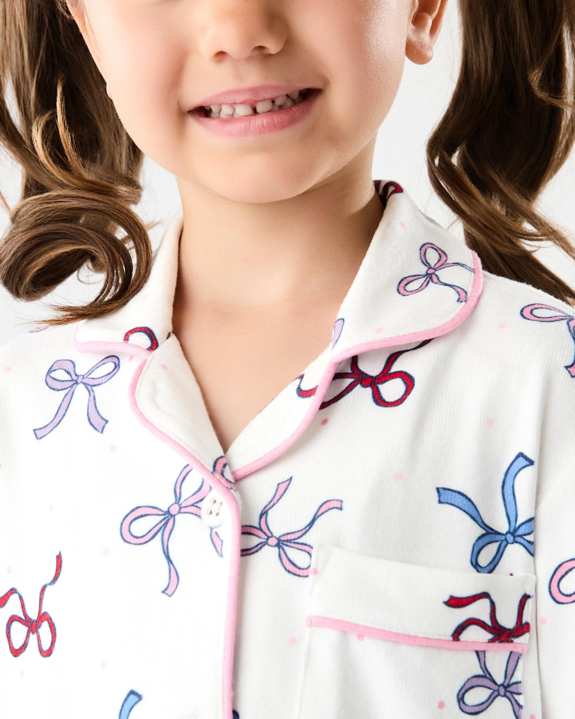 4 Hachi Button Through Pyjama Set Wht Bows, 4 of 8