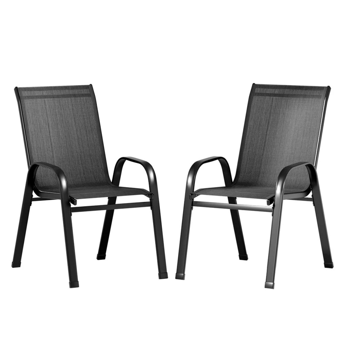 1 Gardeon 2PC Outdoor Dining Chairs Stackable Lounge Chair Patio Furniture - Black, 1 of 5