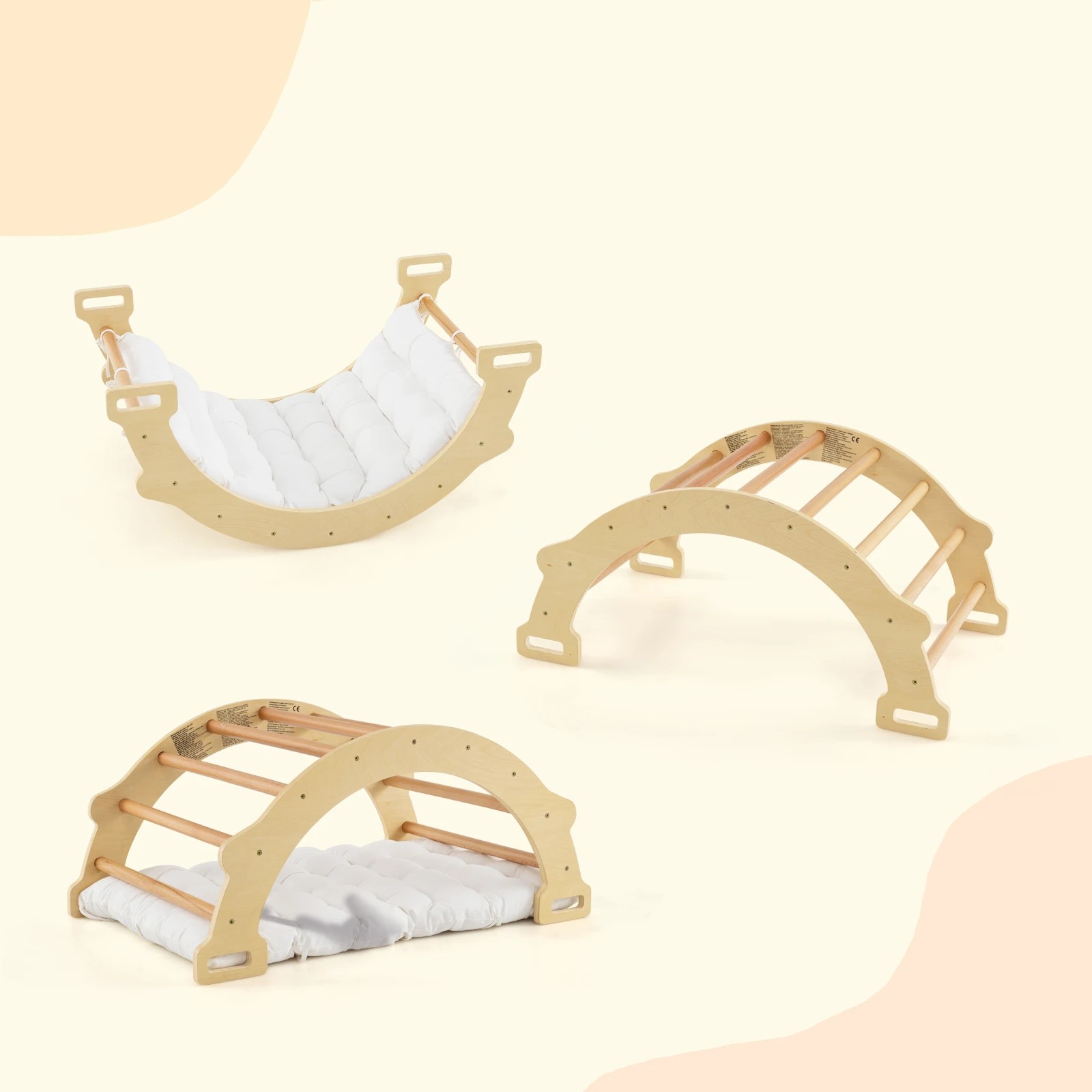 2 Costway Climb Playset Wood Climbing Frame Rocking Seesaw, 2 of 5