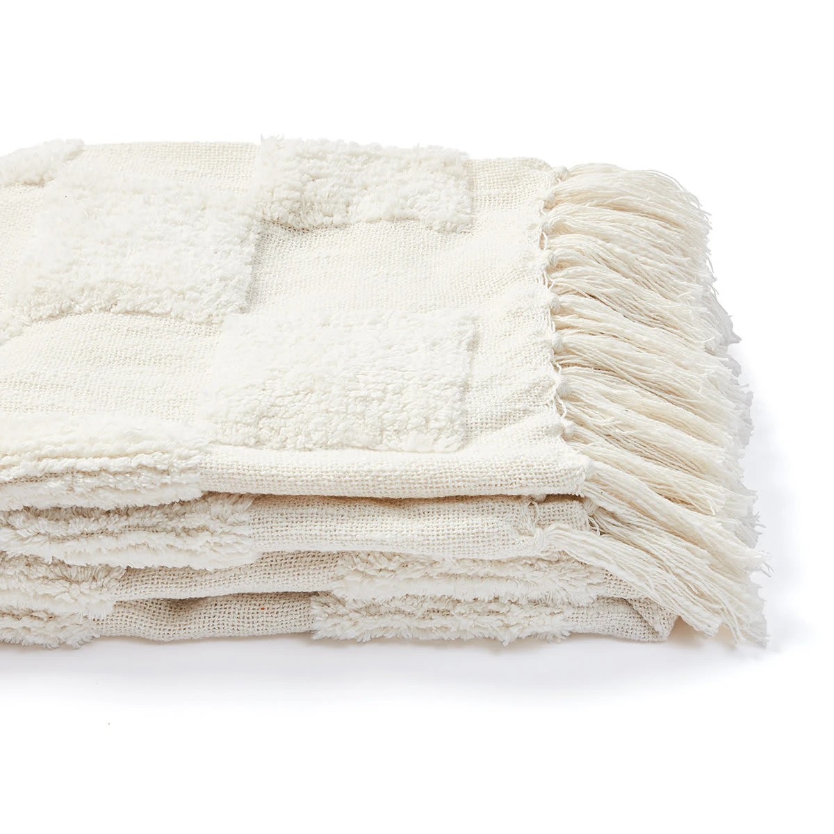 7 Tufted Check Throw - White, 7 of 7