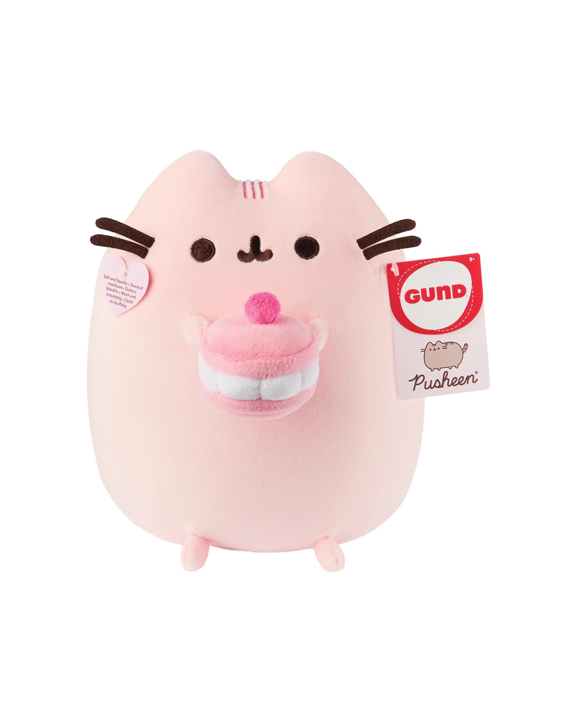 1 Pusheen - Pusheen Snackable Cherry Macaron Squisheen 24cm, Soft Toy, Plush, 1 of 2