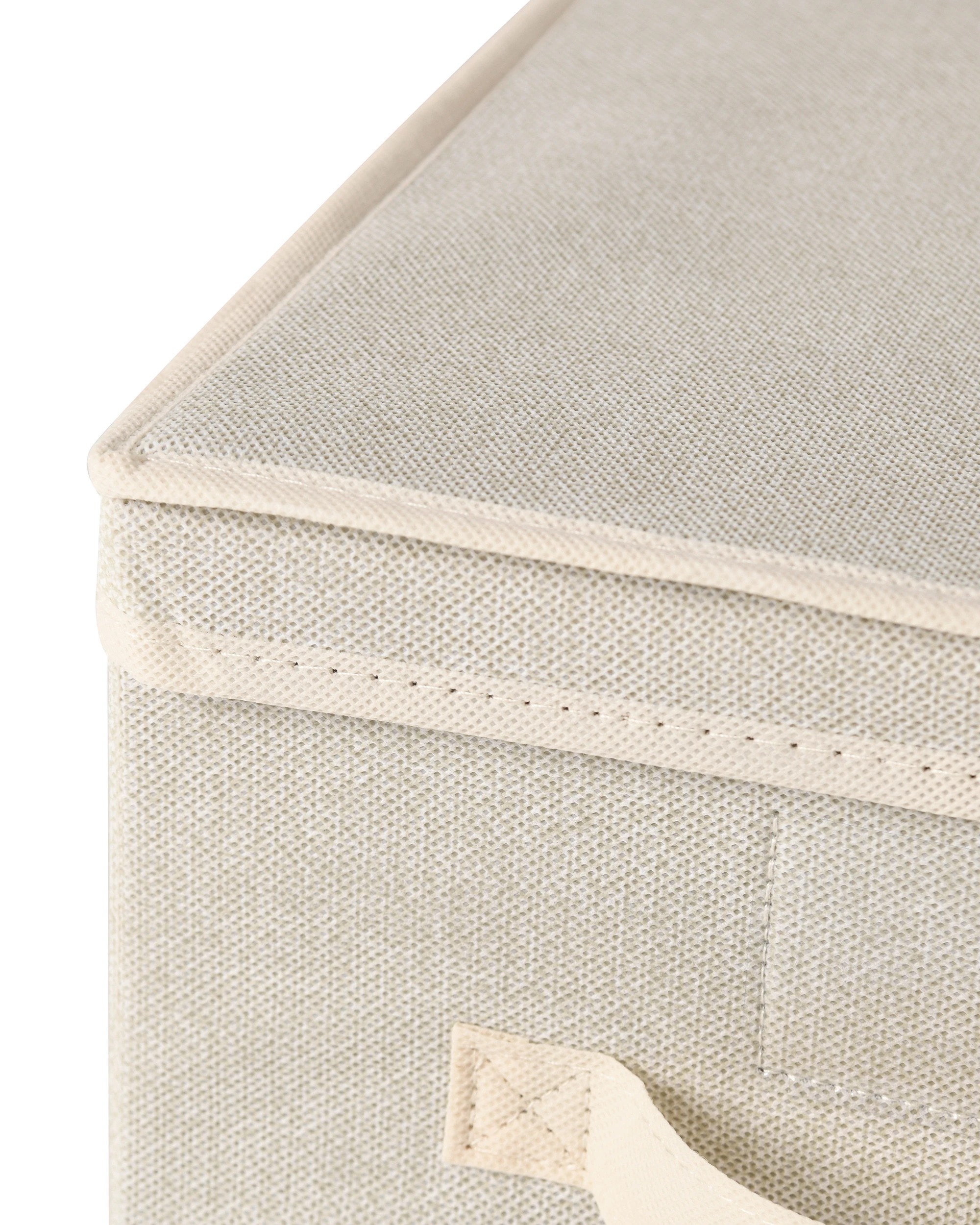8 Takara Kasa Faux Linen Collapsible Storage Box with Lid 5 Pack 30x30x16cm - Natural, 8 of 10
