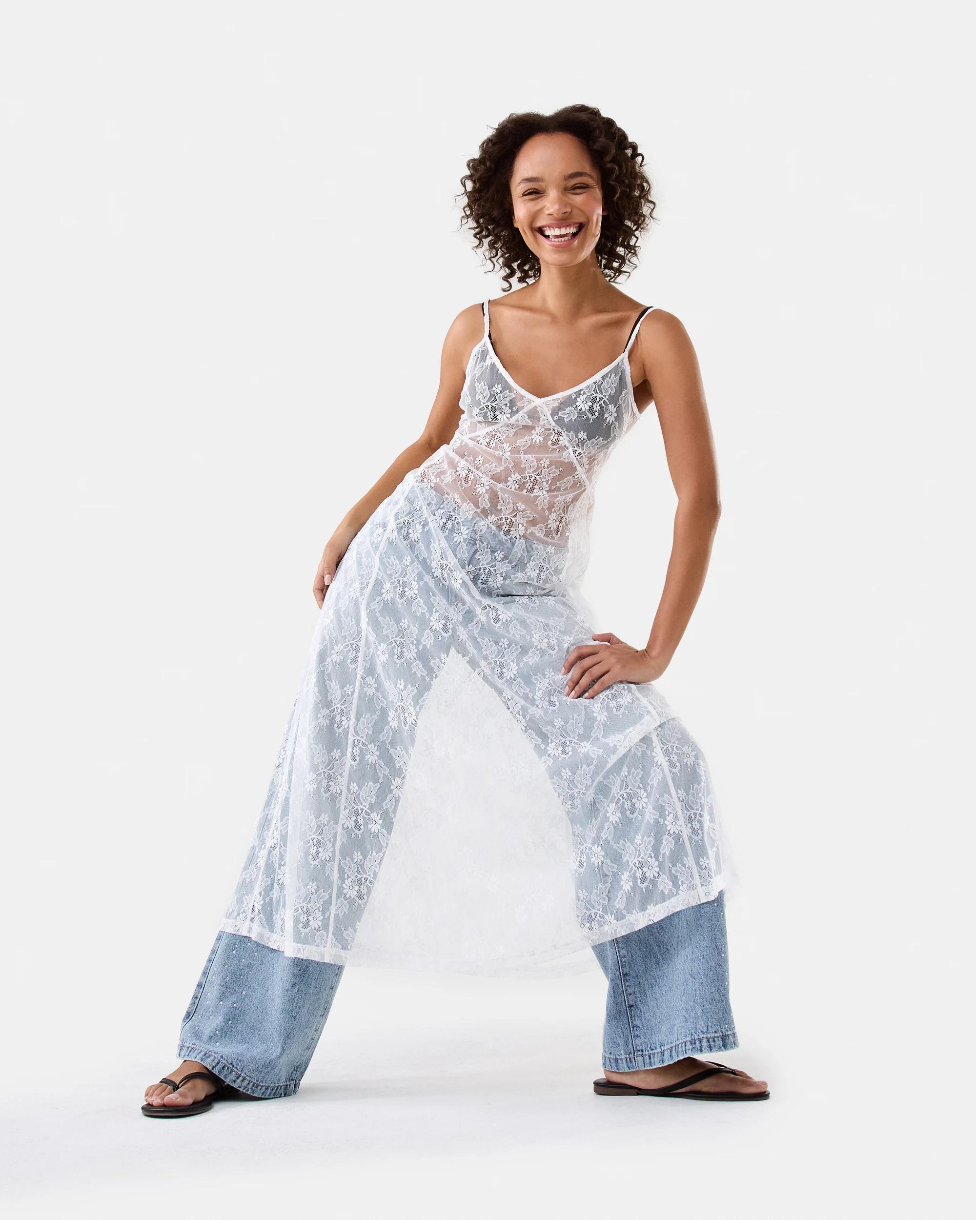 2 Sleeveless Lace Maxi Dress White, 2 of 7