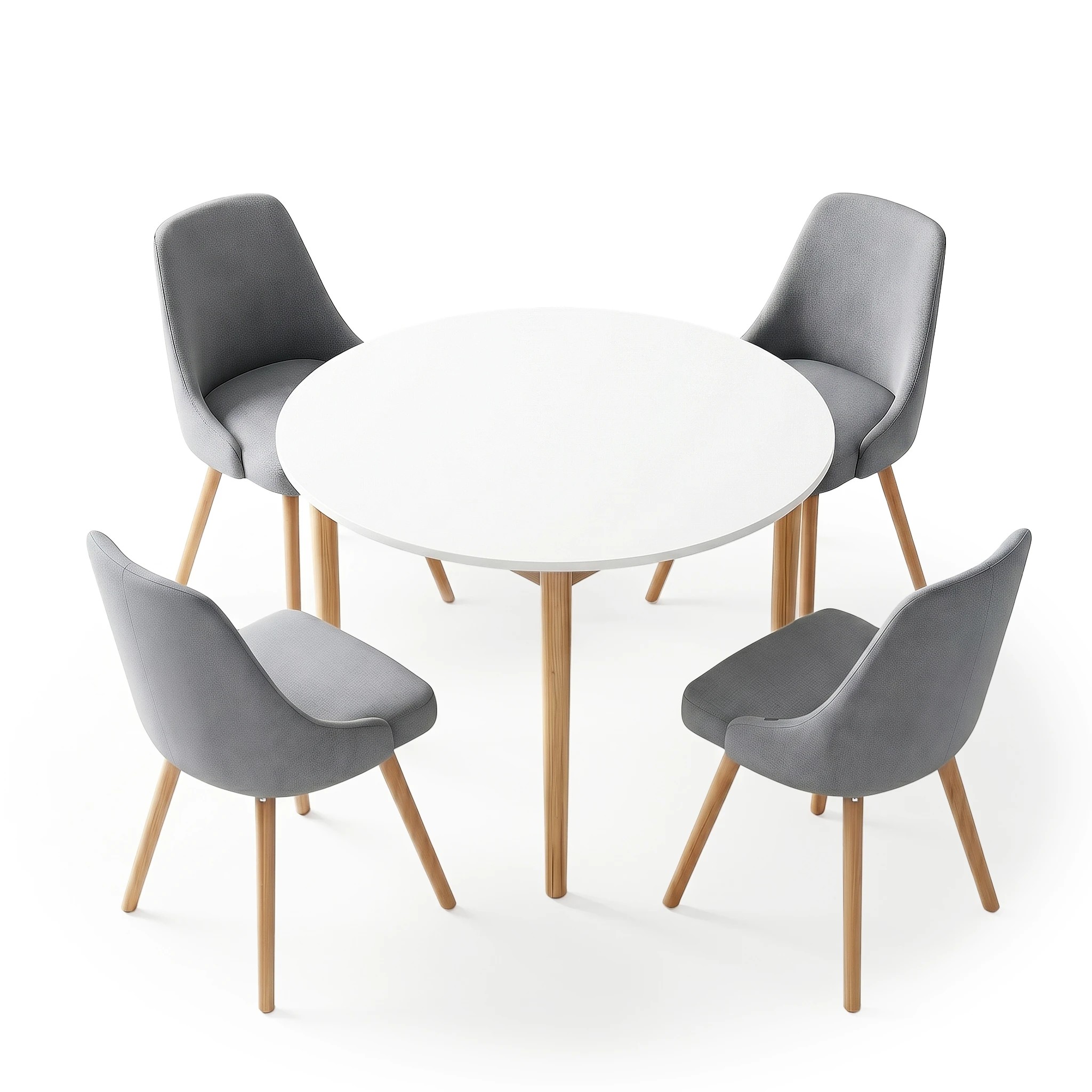 3 Artiss Dining Table and Chairs Set 5pcs 108cm Round Kitchen Table with 4 Grey Chairs Nordic Home Furniture - Multi, 3 of 8