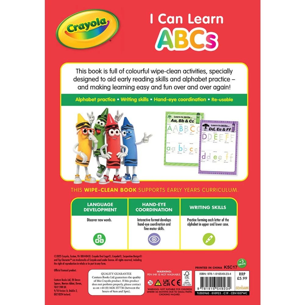 2 Crayola Wipe Clean Early Years 3+: I Can Learn ABCs 12 Pages, 2 of 2
