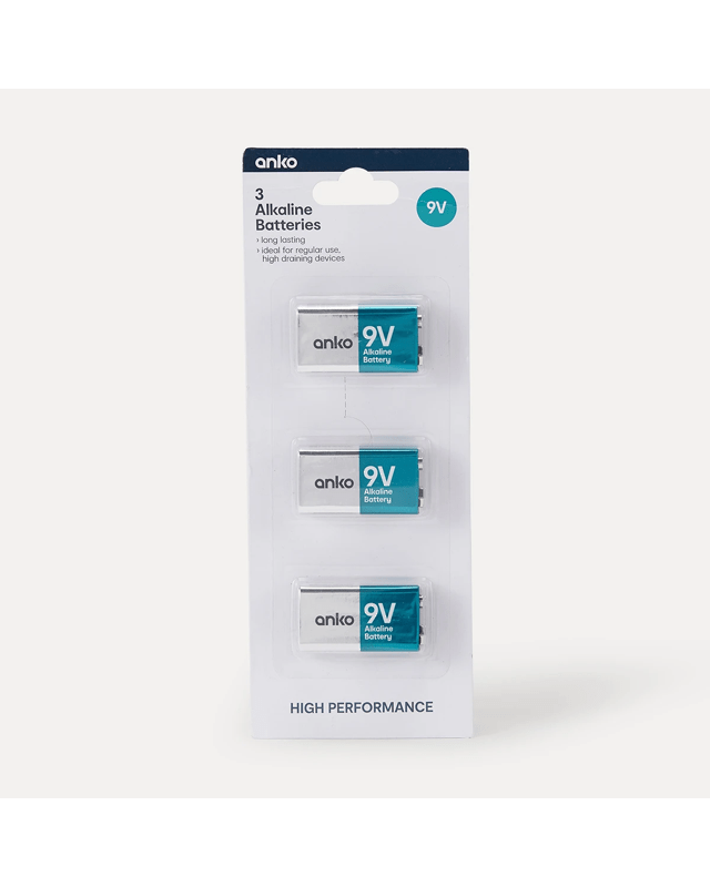 3 Pack 9V Alkaline Batte