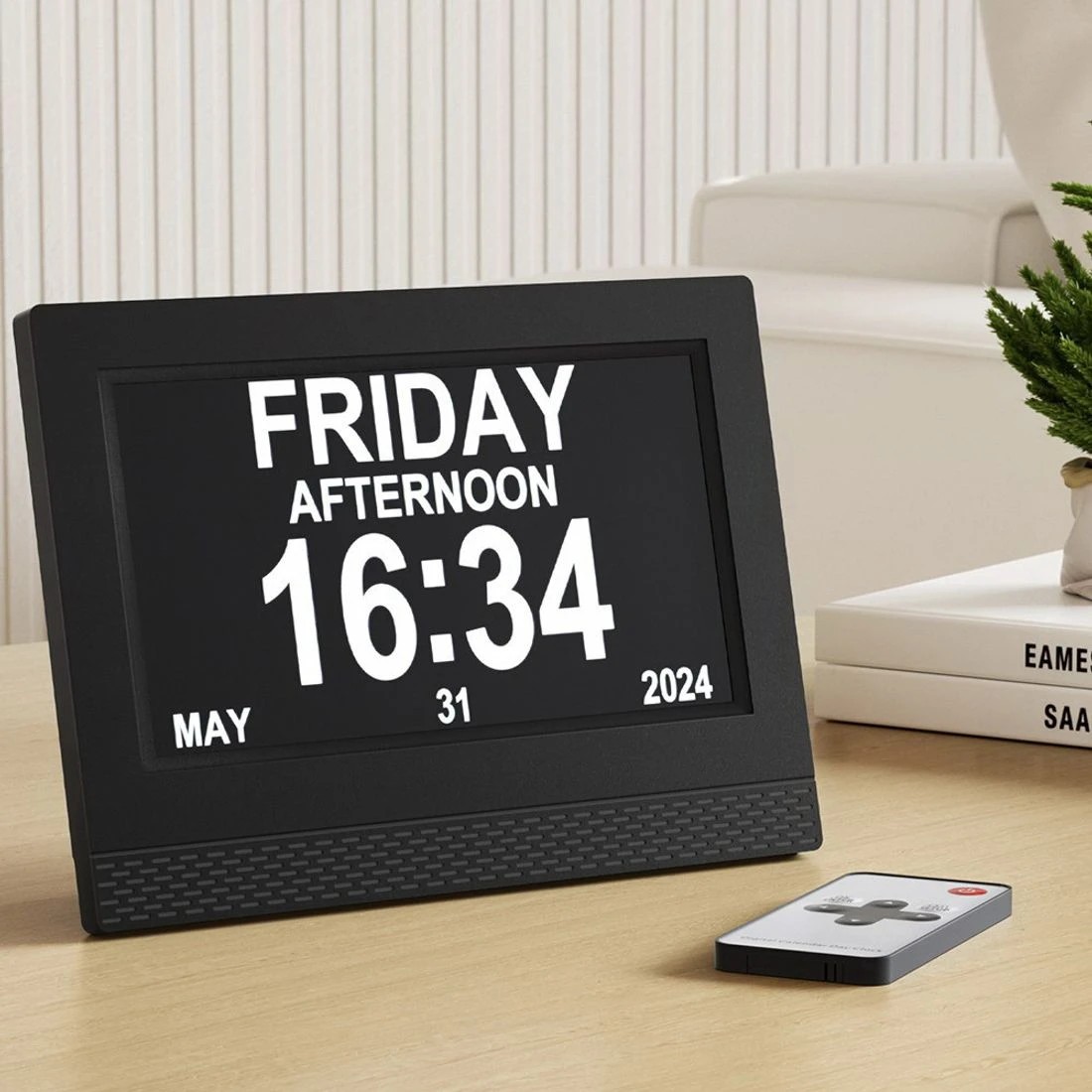 3 Artiss 7" Digital Day Clock Calendar Alarm - Black, 3 of 5