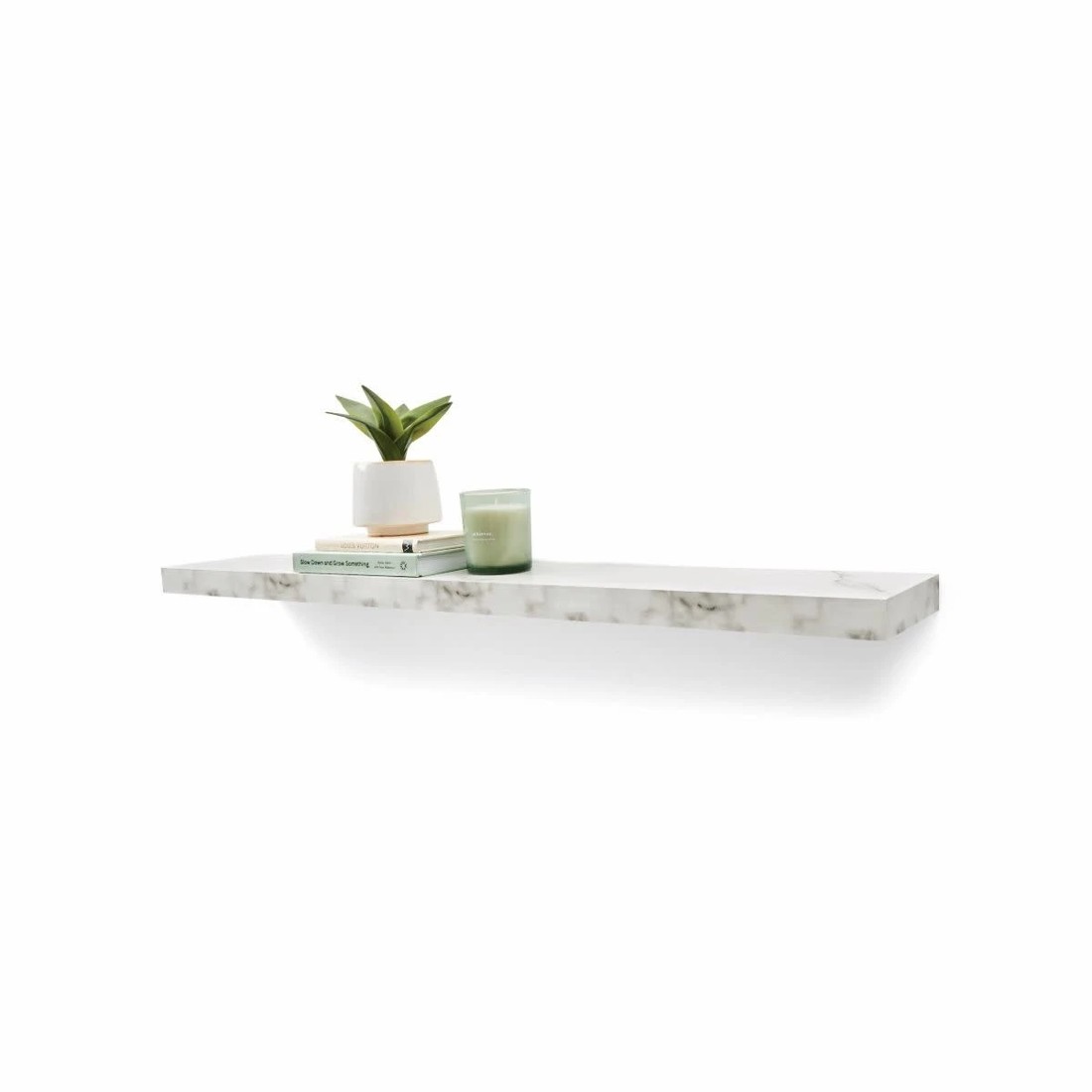1 Marble Look Floating Shelf, 1 of 2