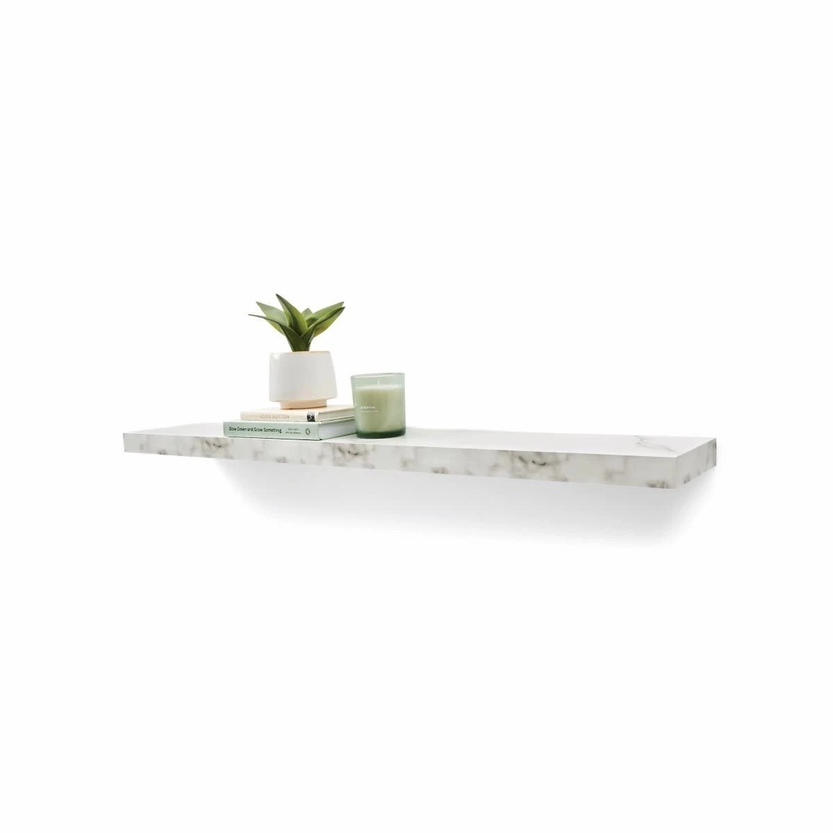 1 Marble Look Floating Shelf, 1 of 2