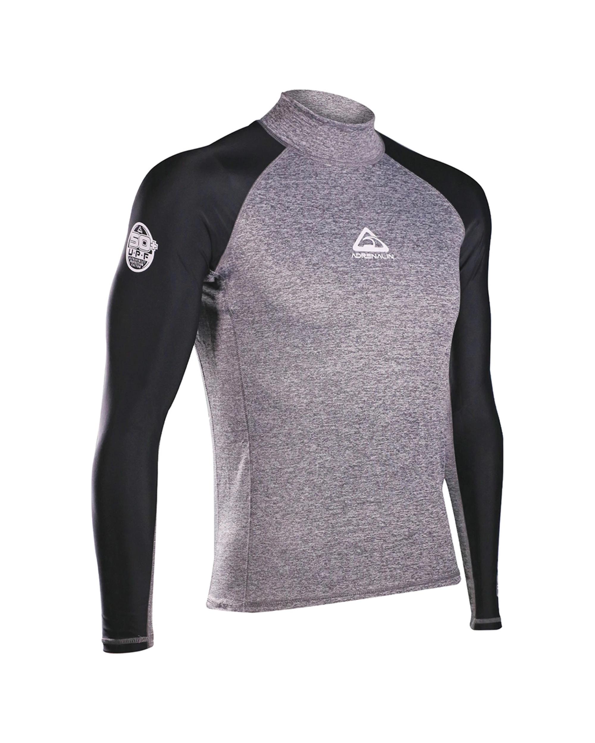 1 Adrenalin Beach Mens Rashie UV50+ Long Sleeve Rash Guard GREY, 1 of 1