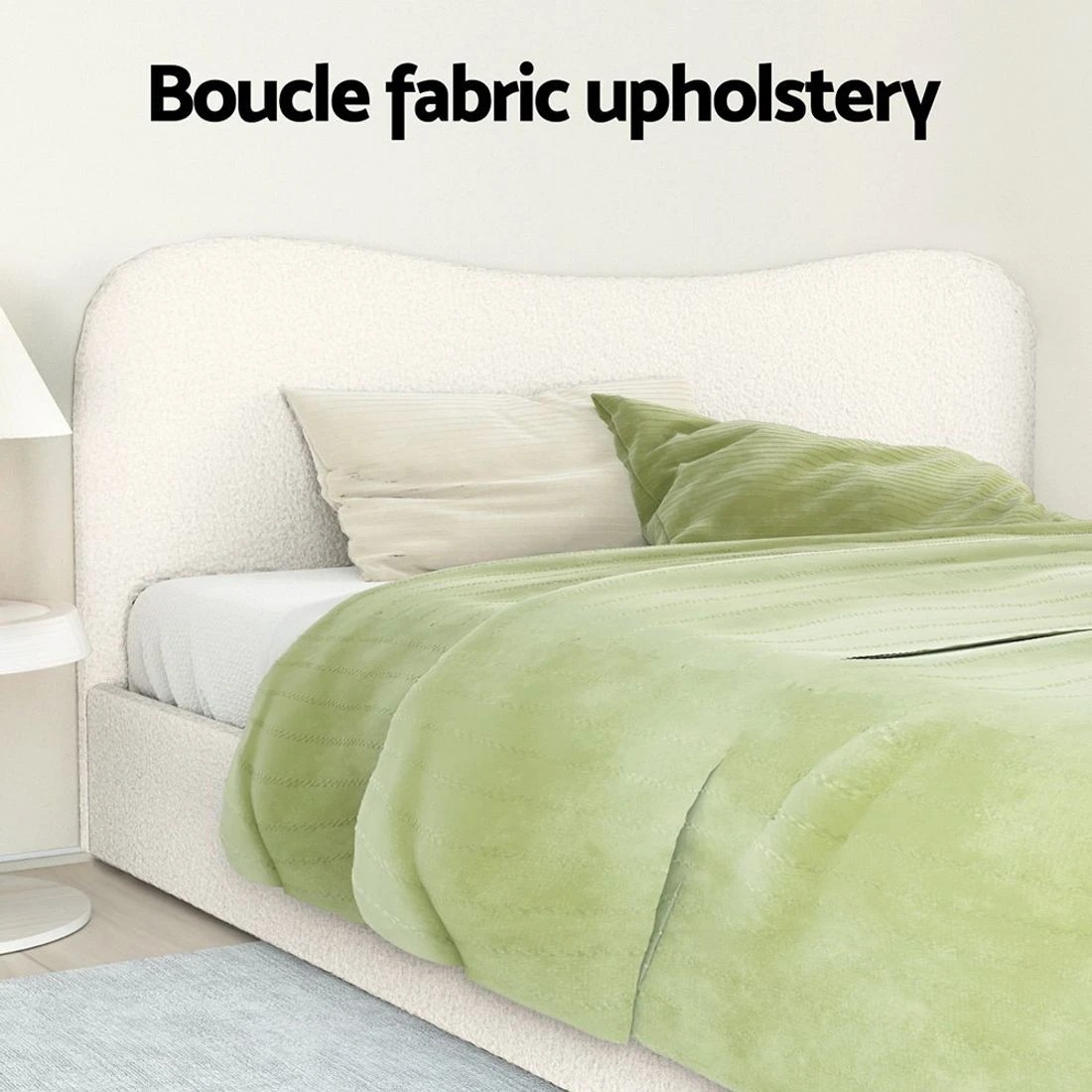 5 Artiss Bed Frame King Size Boucle DARA - White, 5 of 5