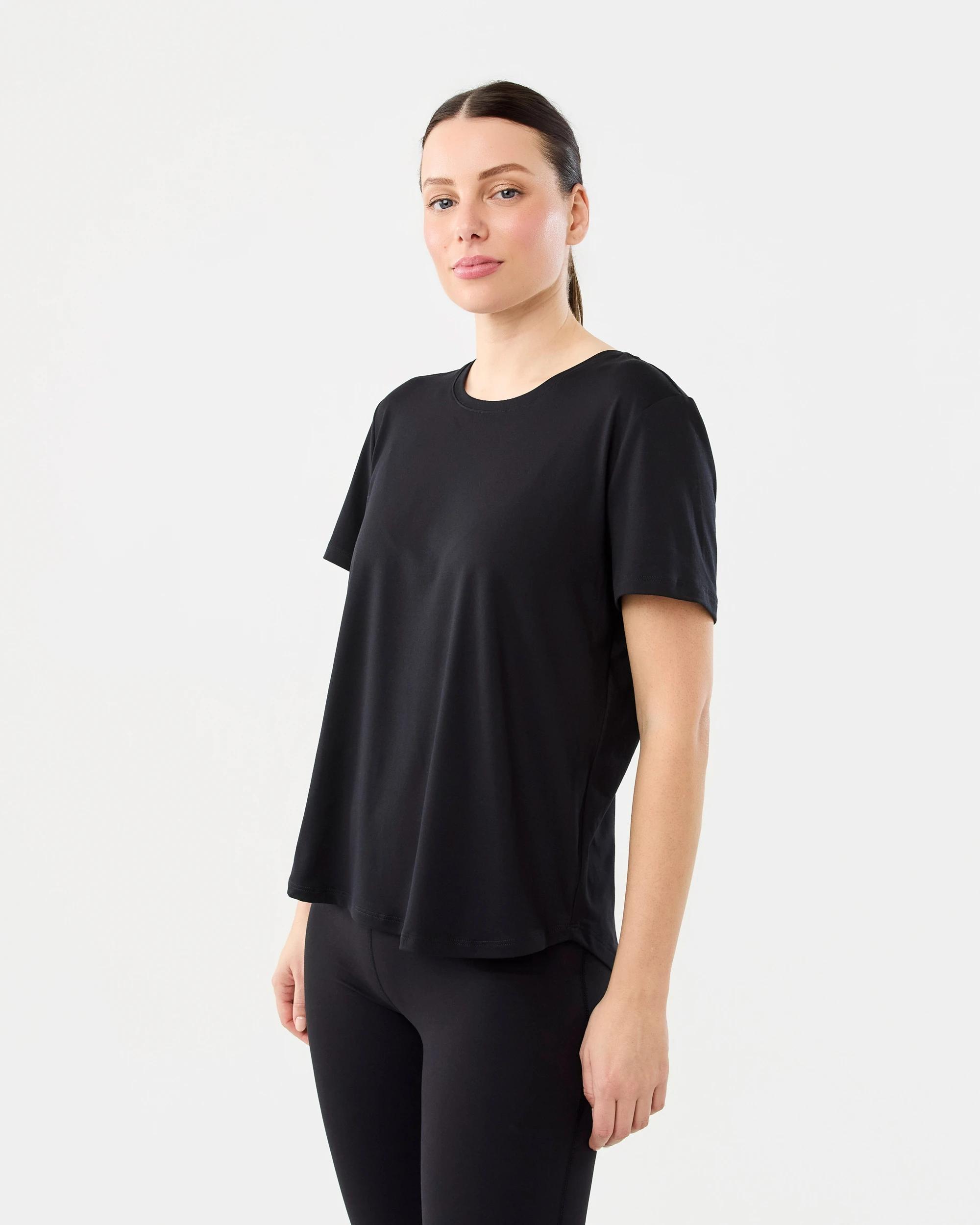 2 Active Womens Twist Back Studio T-shirt Black, 2 of 6