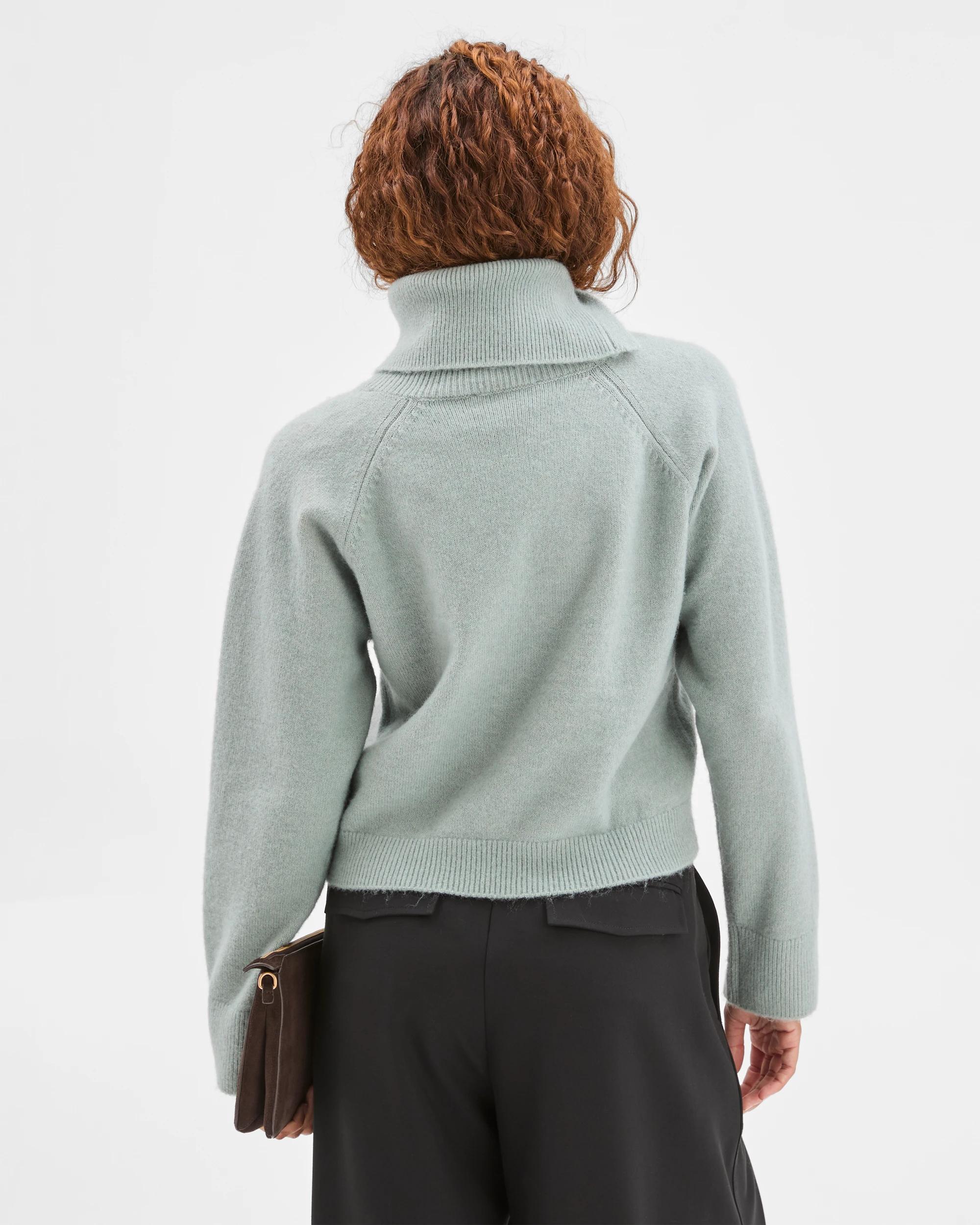 4 Preview Long Sleeve Asymmetric Fold Over Collar Jumper SEAFOAM, 4 of 5