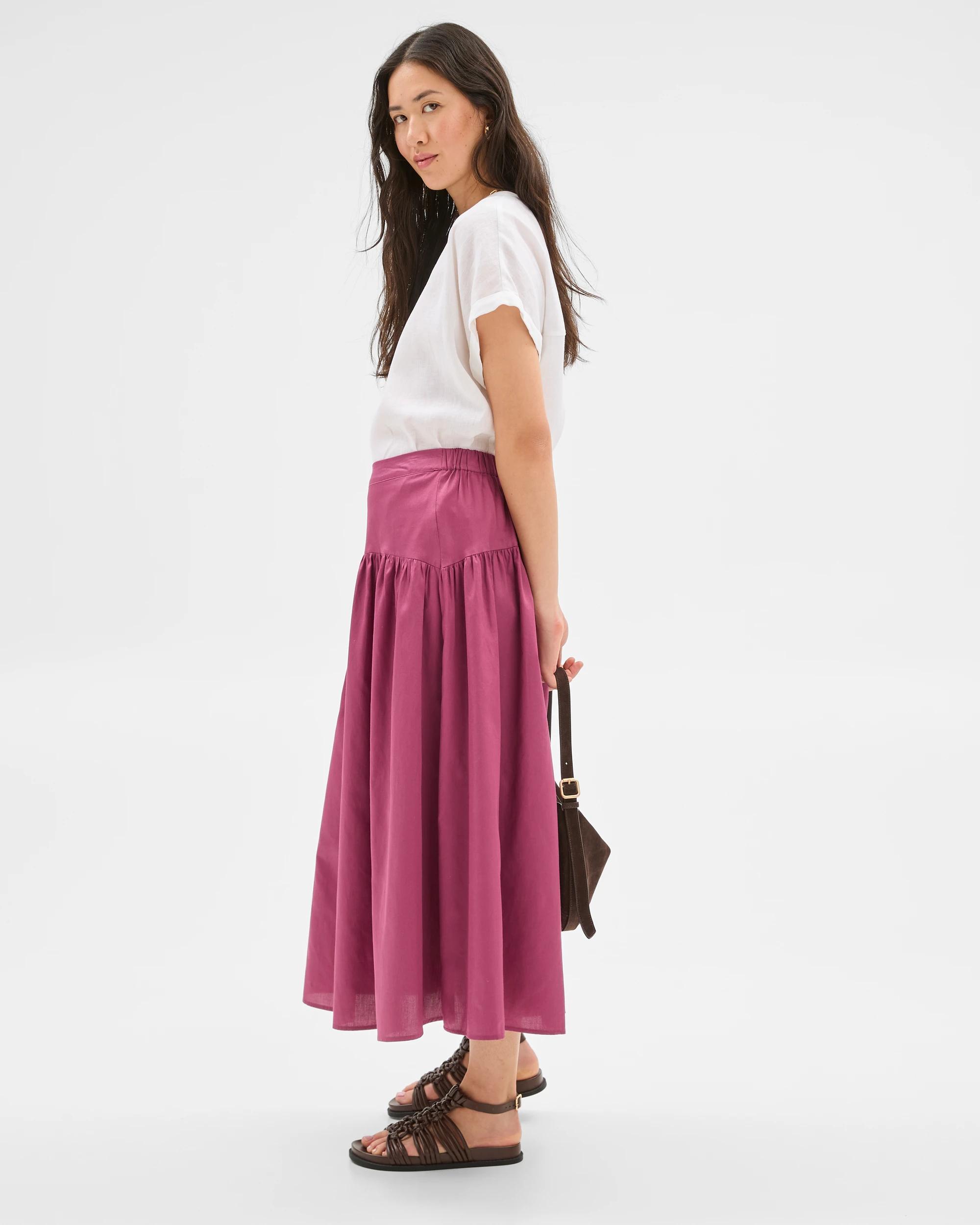 3 Target Australian Cotton Yoke Detail Midi Skirt BERRY, 3 of 8