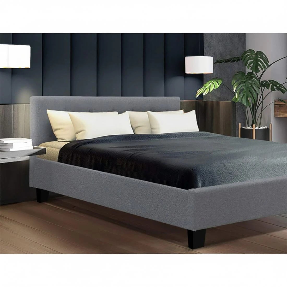 8 Artiss Bed Frame Double Size  VANKE - Grey, 8 of 10