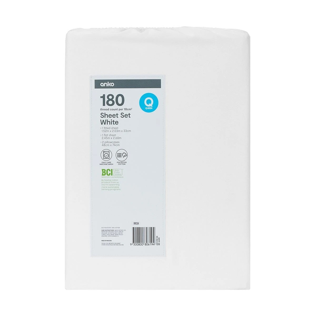 7 180 Thread Count Sheet Set - Queen Bed, White, 7 of 7