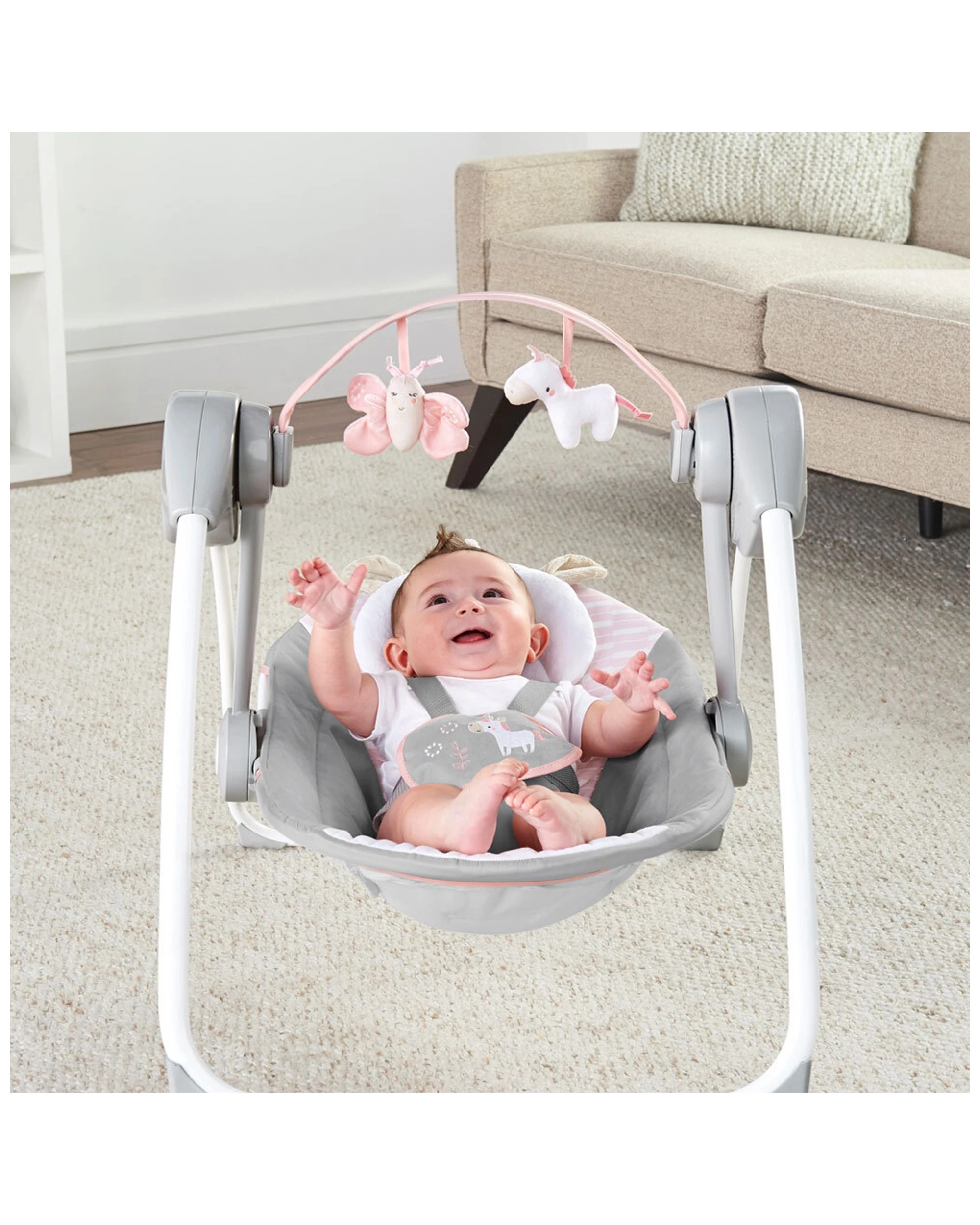 5 Ingenuity Baby Swing With Toys Portable Infant Seat For Girls 0m Plus
 - Pink, 5 of 8