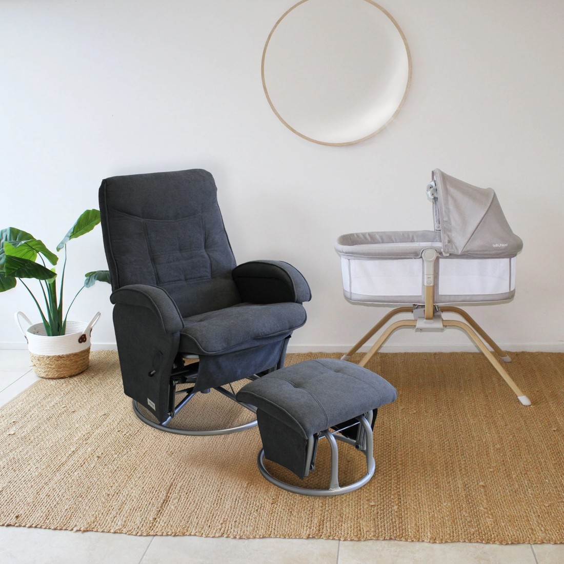 2 Babyhood Diva Feeding Glider Chair & Ottoman - Charcoal, 2 of 3