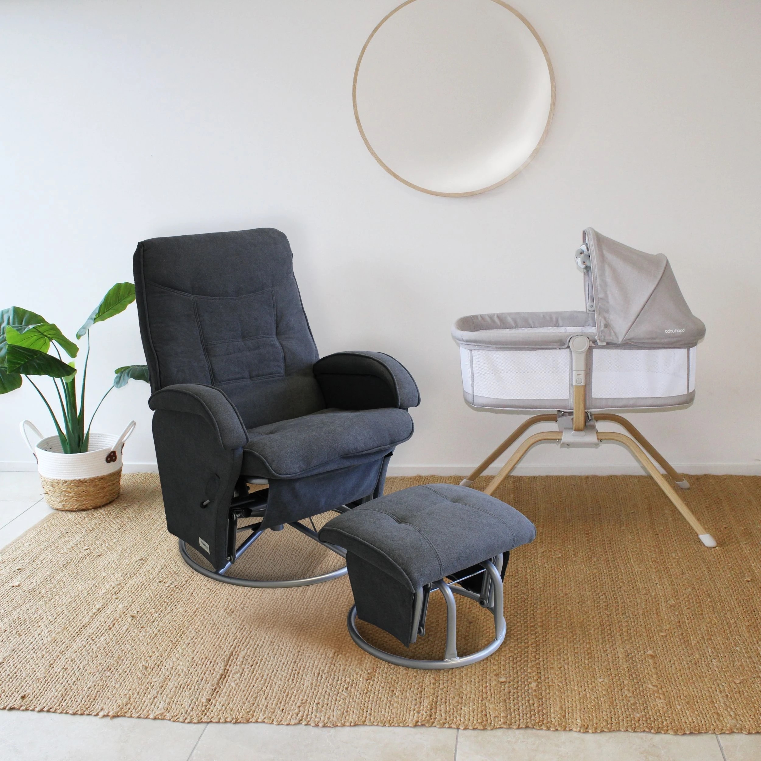 2 Babyhood Diva Feeding Glider Chair & Ottoman - Charcoal, 2 of 3