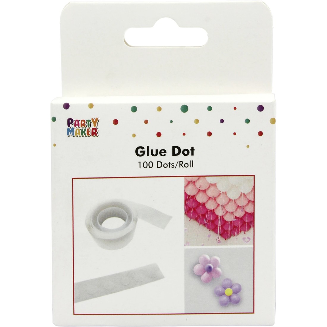 1 Party Maker Balloon Decoration Sticky Glue Dots (Roll of 100), 1 of 2