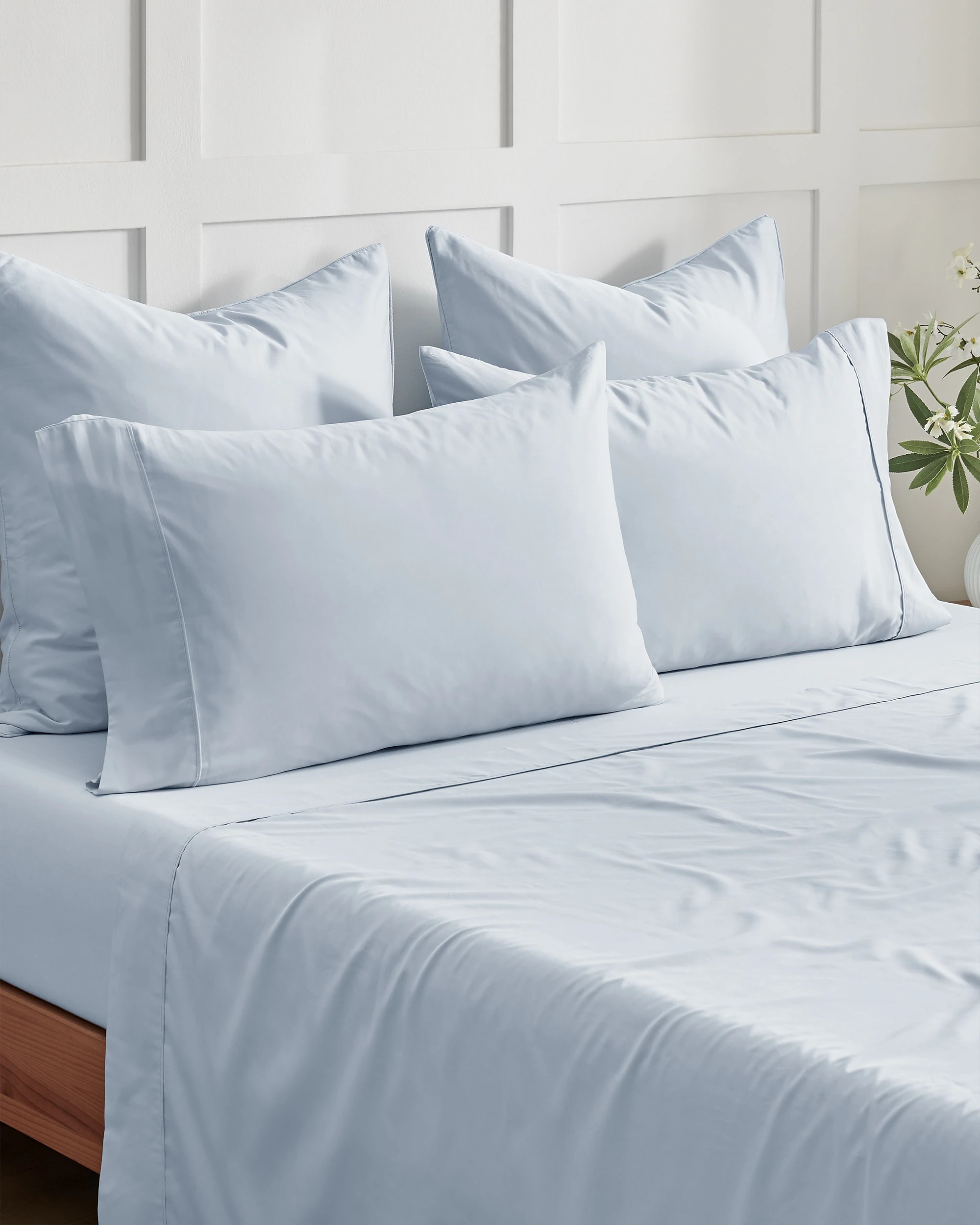 6 Dreamaker 400TC Premium Cotton Sateen Standard Pillowcase Twin Pack - Sky, 6 of 7