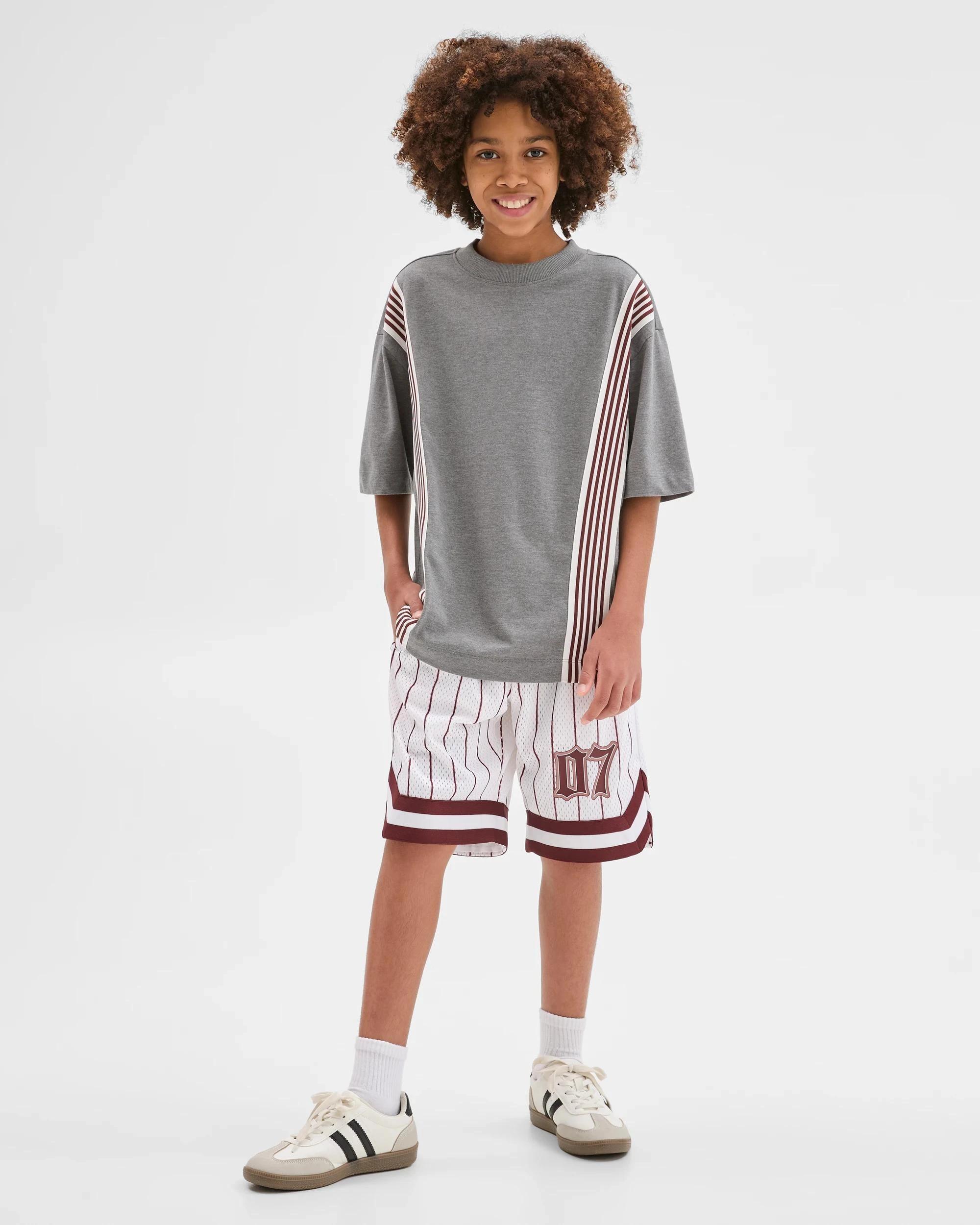 2 Target Kids Australian Cotton Oversized Sports Tape T-Shirt GREY, 2 of 6