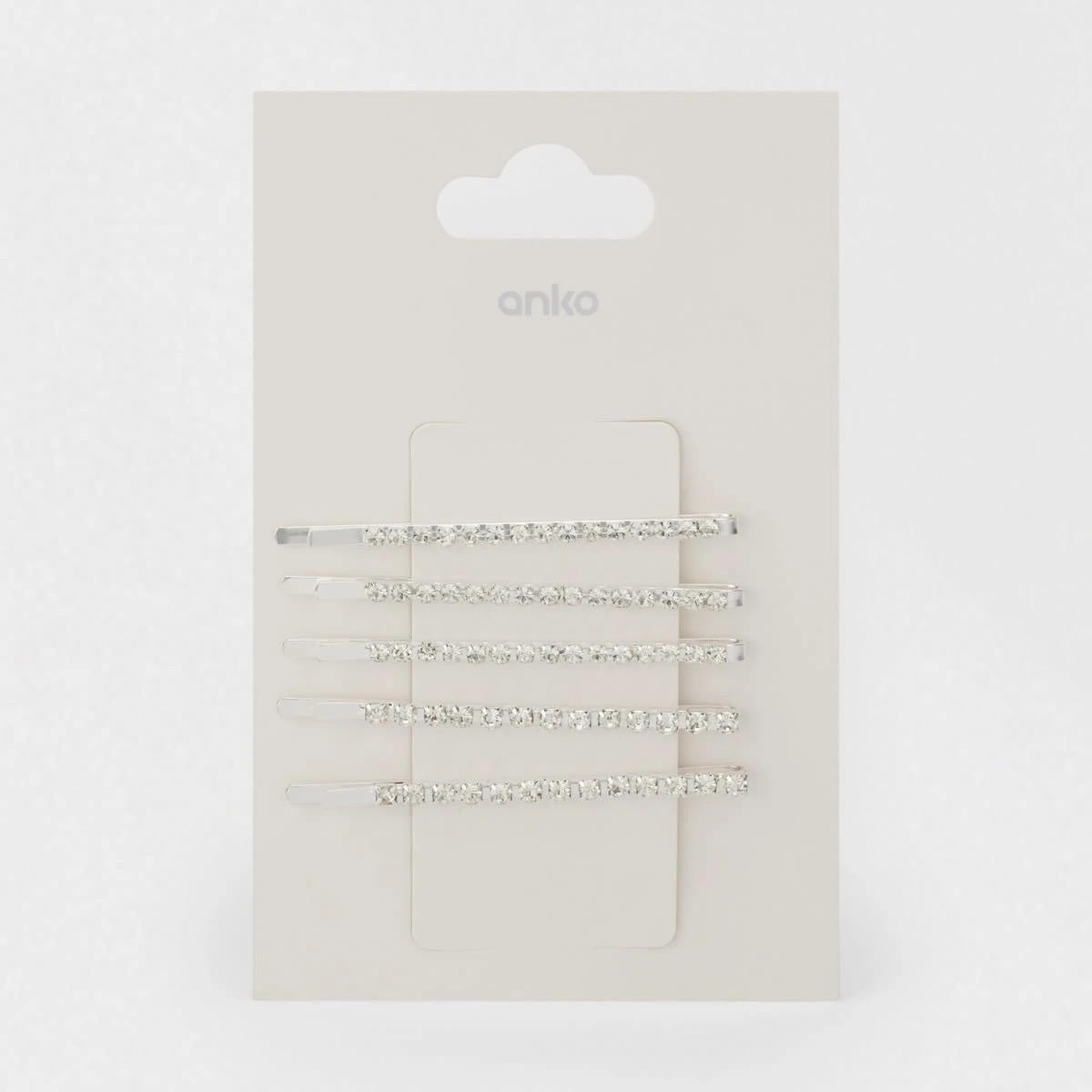 4 5 Pack Silver Tone Diamante Slide Hair Clips, 4 of 4