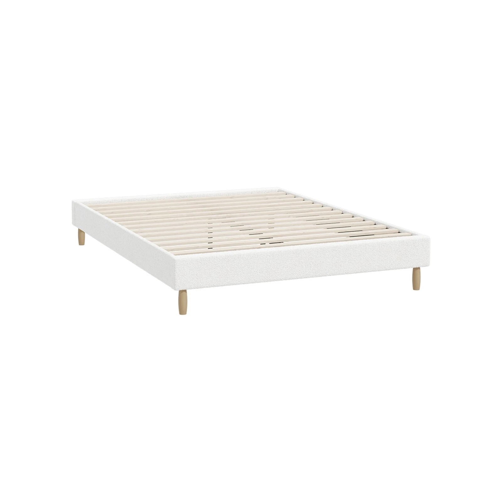 1 Oikiture Double Bed Base Boucle Bed Frame
 - White, 1 of 10