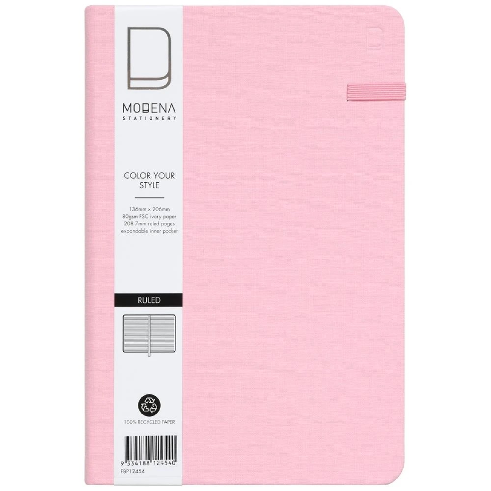 1 Modena A5 Linen Ruled Notebook Pink, 1 of 5