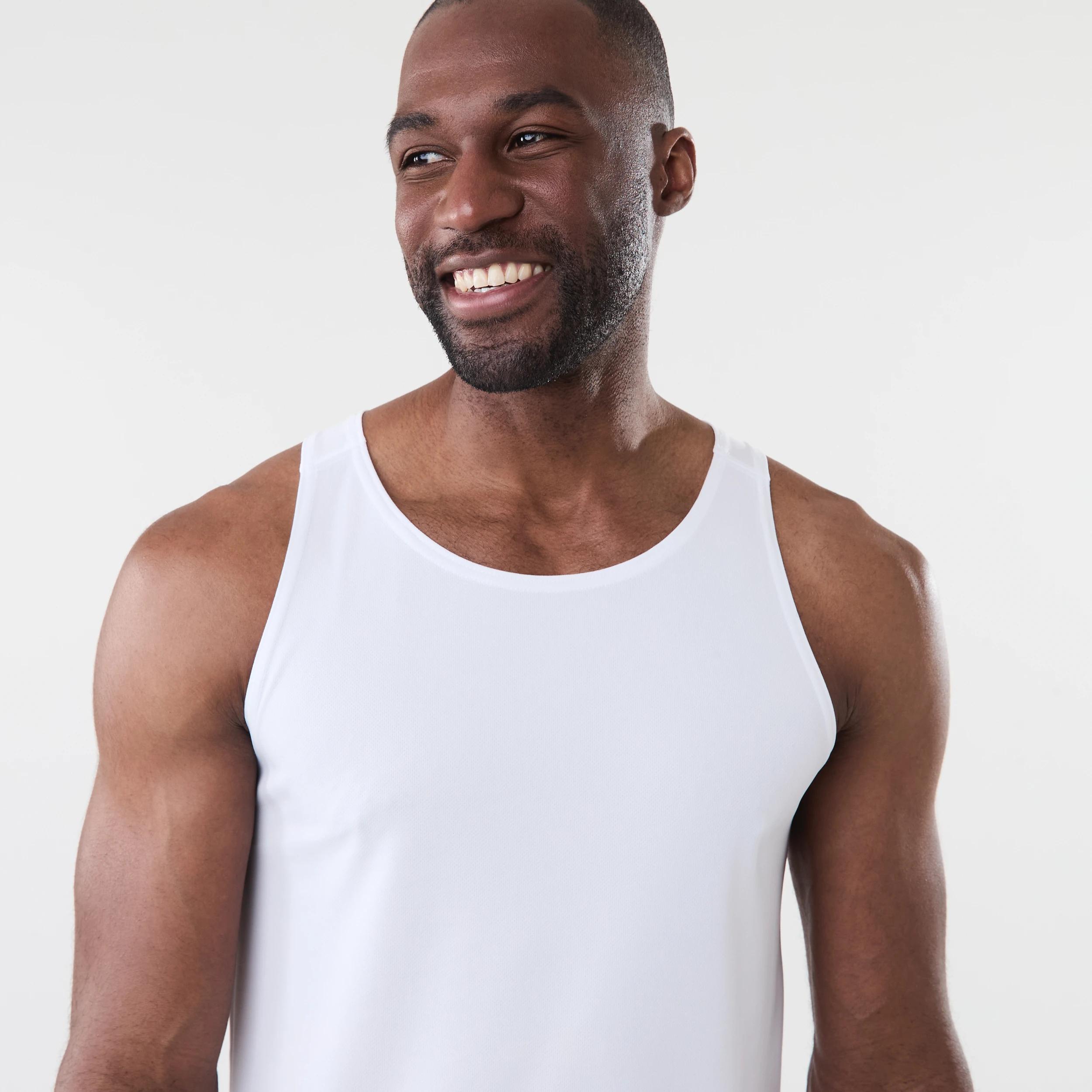 4 Active Mens Mesh Tank WHITE, 4 of 6