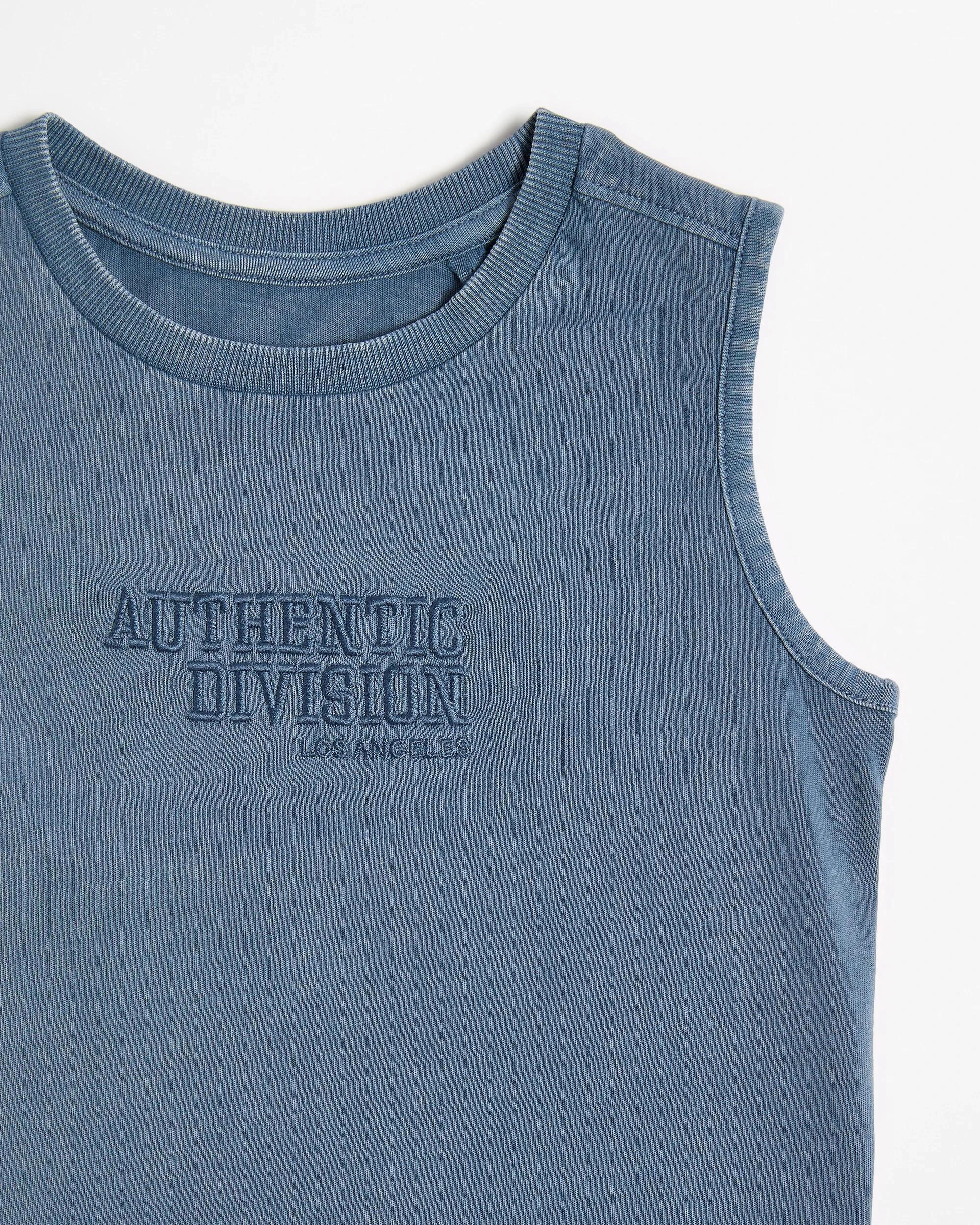 2 Target Australian Cotton Embroidered Washed Tank NAVY LA, 2 of 3