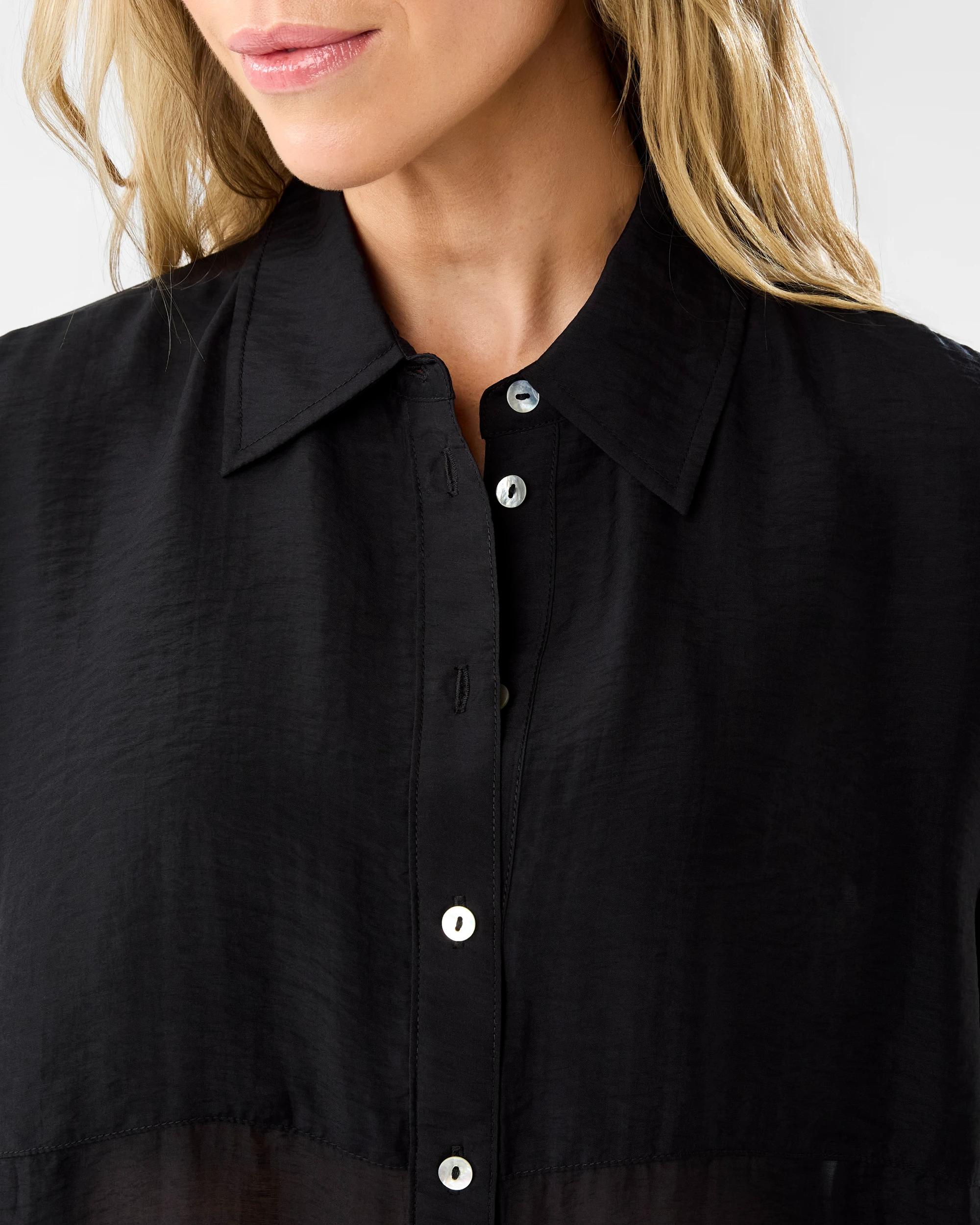 5 Long Sleeve Oversized Sheer Shirt Black, 5 of 7