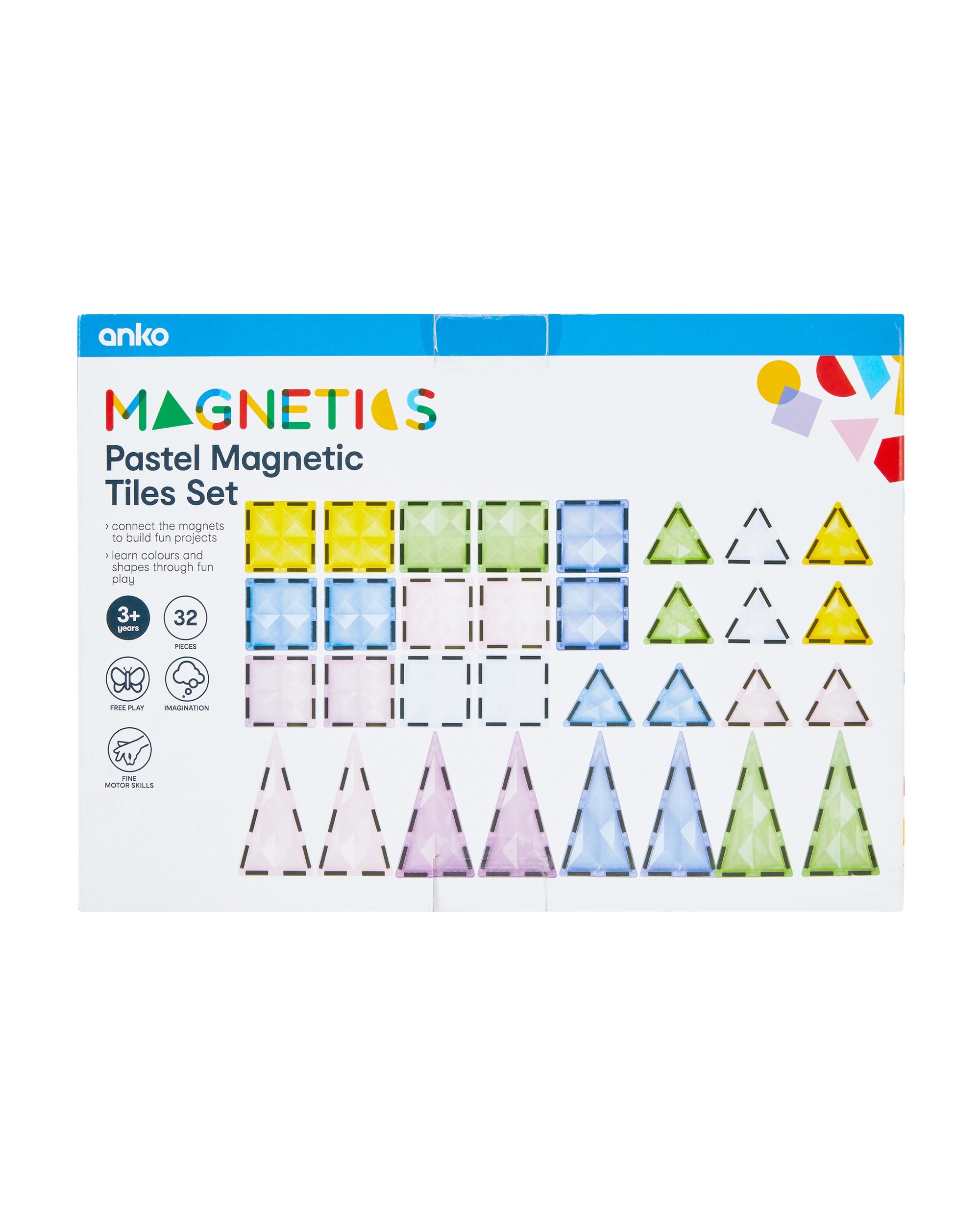 7 32 Piece Pastel Magnetic Tiles Set, 7 of 7