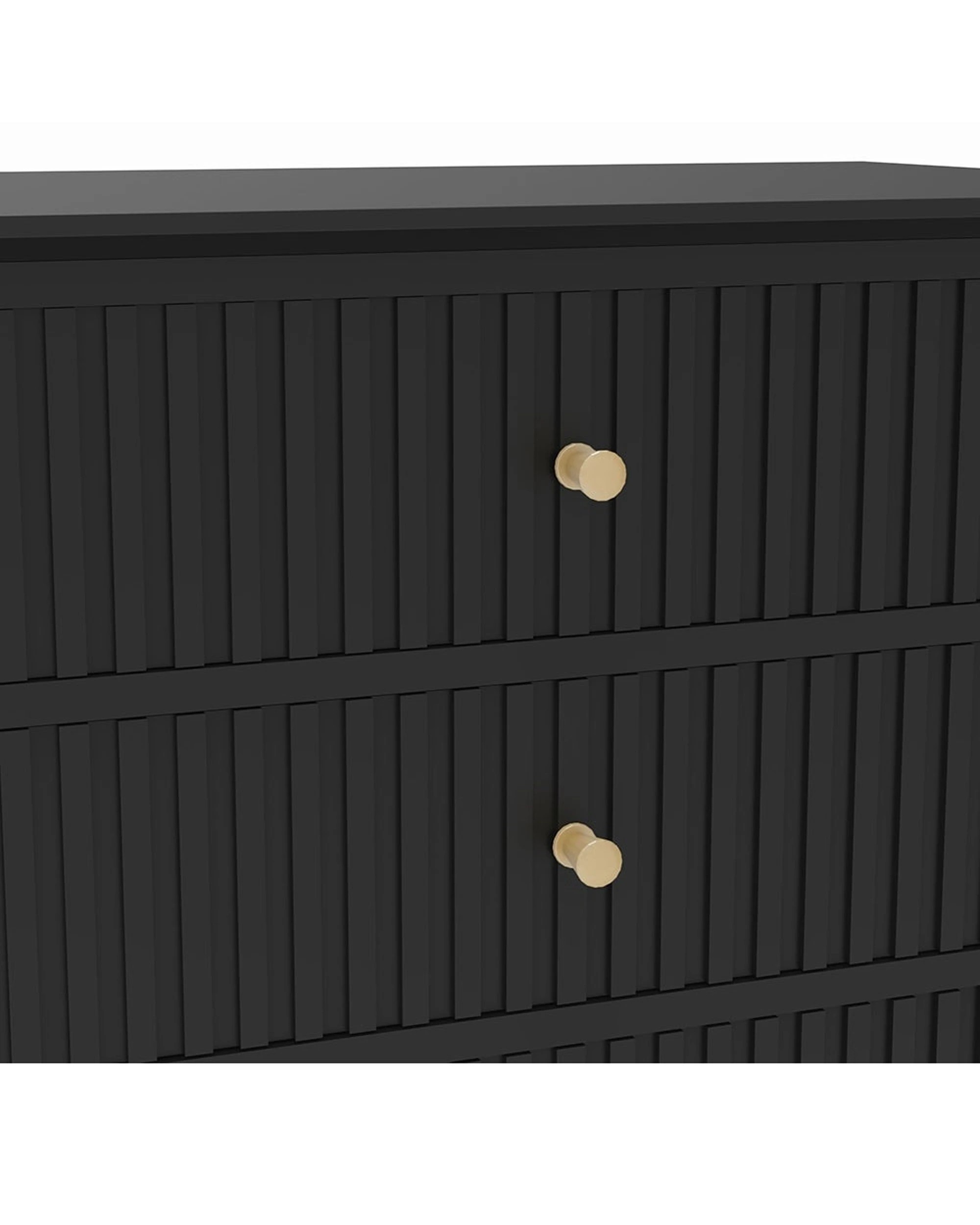 7 Alpine Bay Zara Fluted WIDE Bedside Table 3 Drawer W65cm - Black, 7 of 7