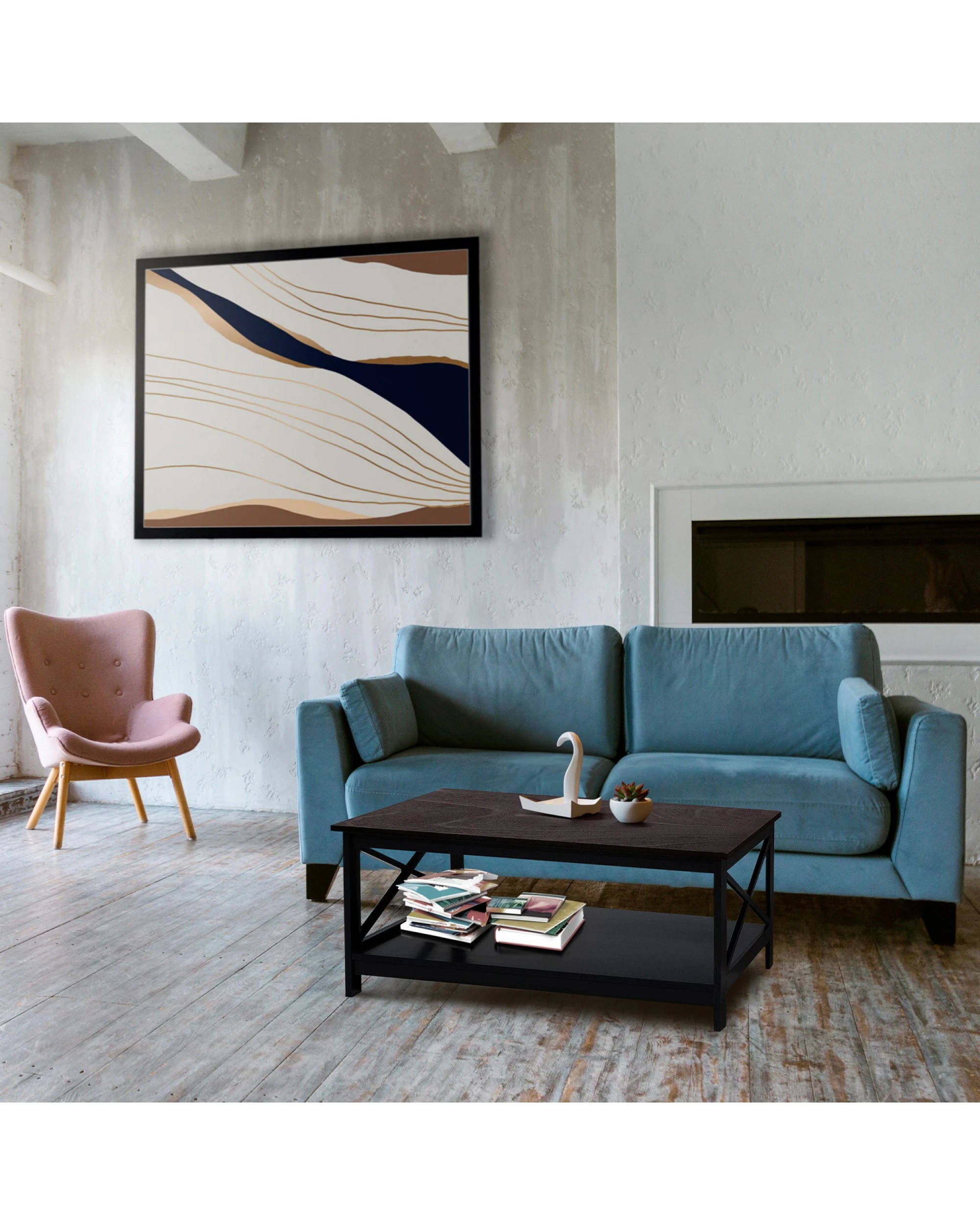 8 Sarantino Irene Black Cross Coffee Table, 8 of 9