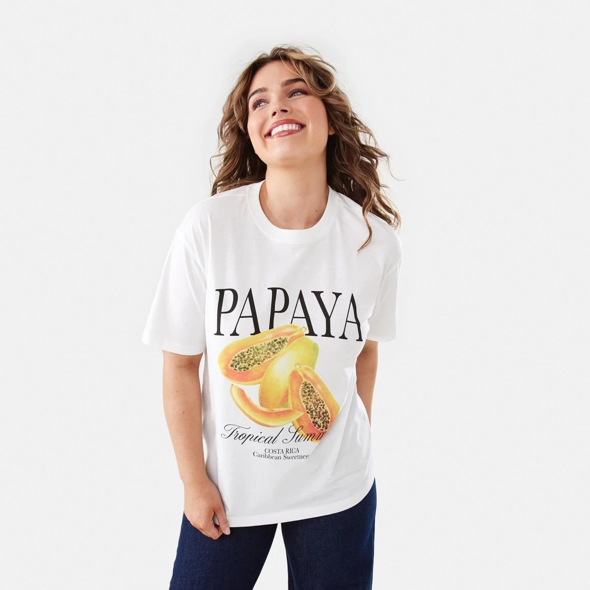 1 Short Sleeve Oversized Boyfriend T-shirt Papaya, 1 of 7
