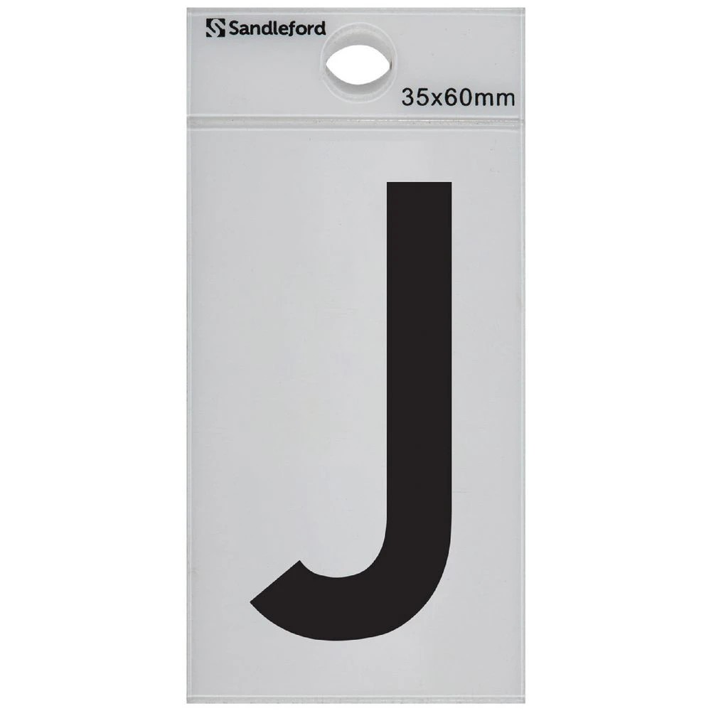 1 Sandleford J Self-adhesive Letter White 60 x 35mm, 1 of 1