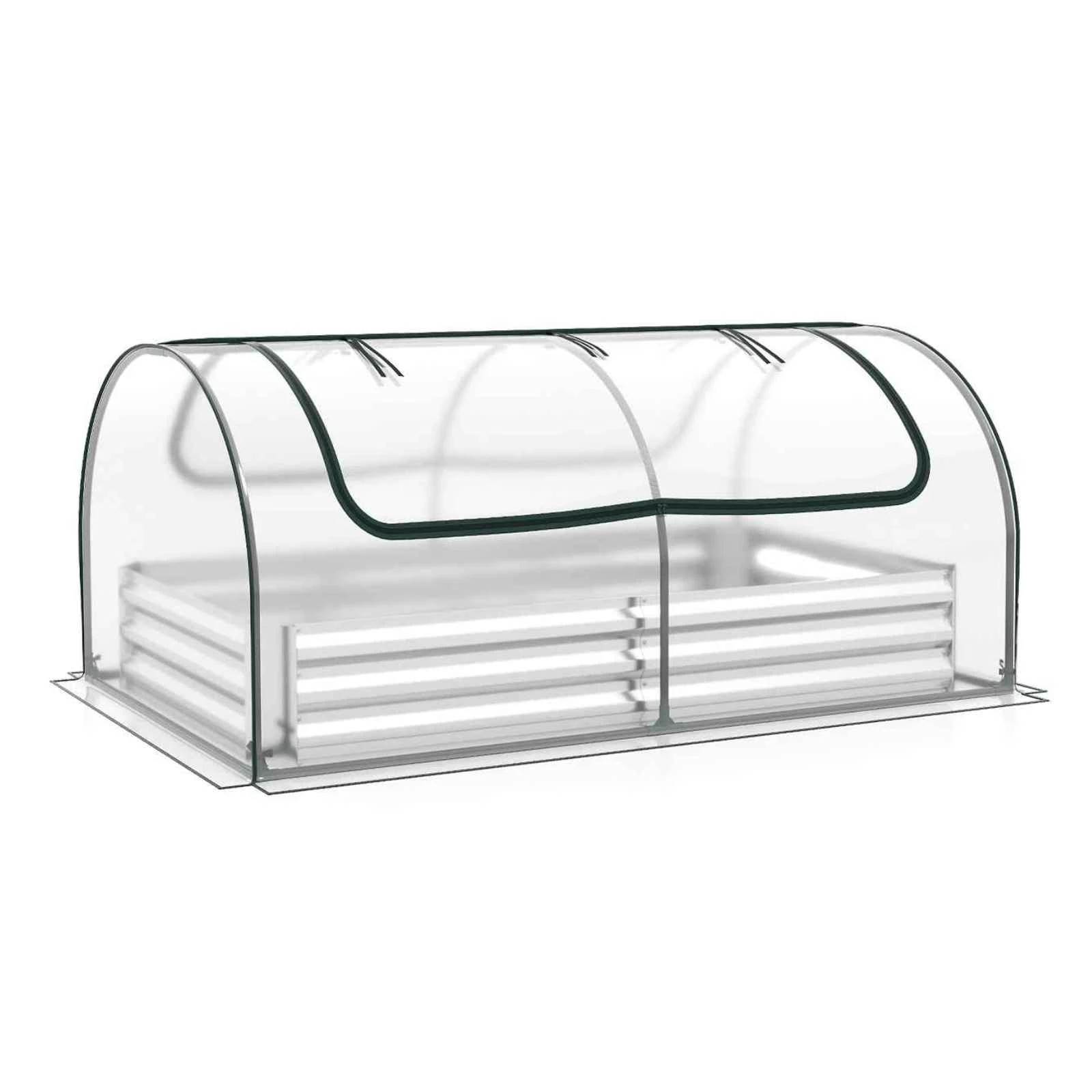 1 Costway 205x105x81cm Galvanized Raised Garden Bed w/Cover Planter Growing Box Kit, 1 of 4