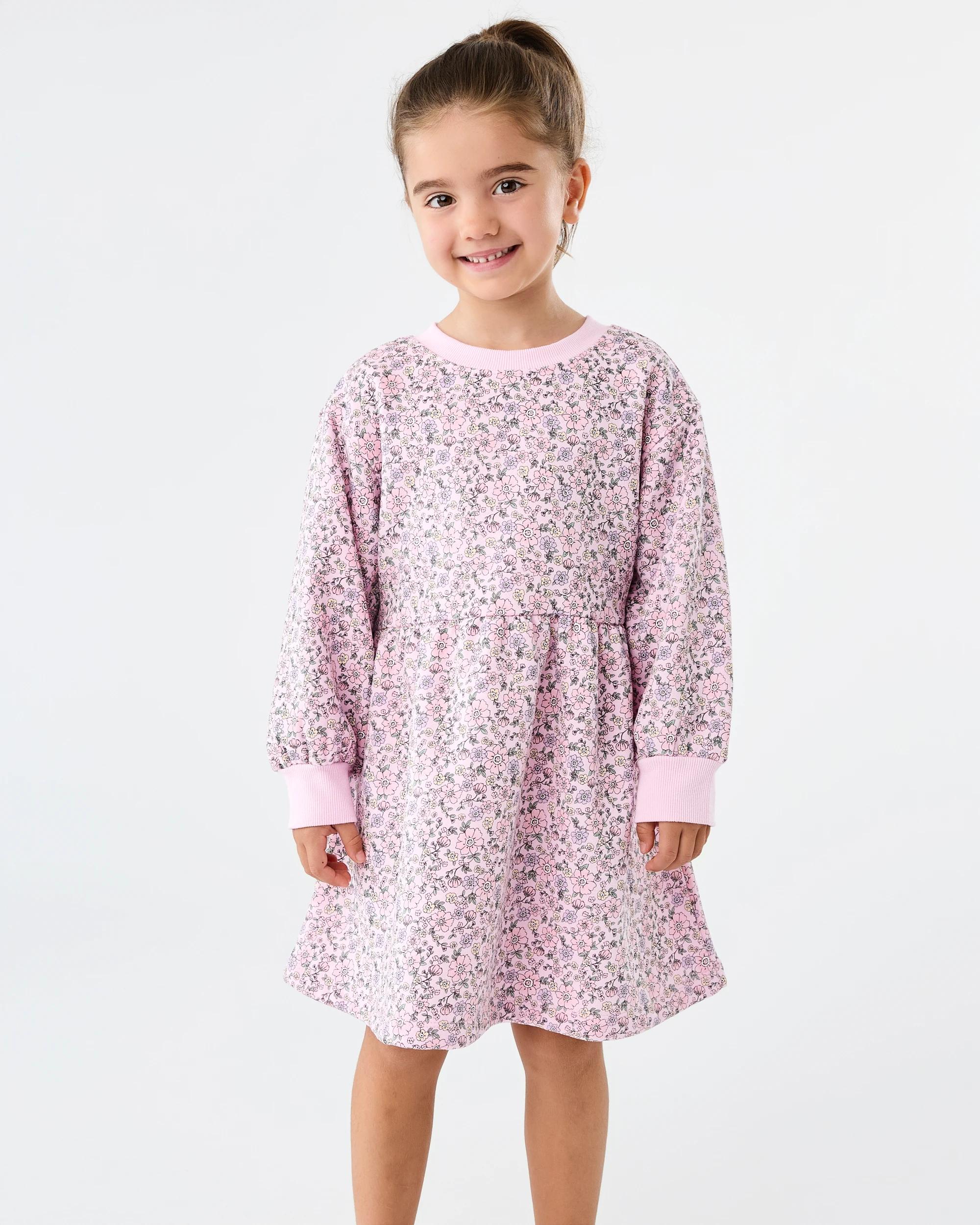 1 Fleece Dress Pink Florl, 1 of 8
