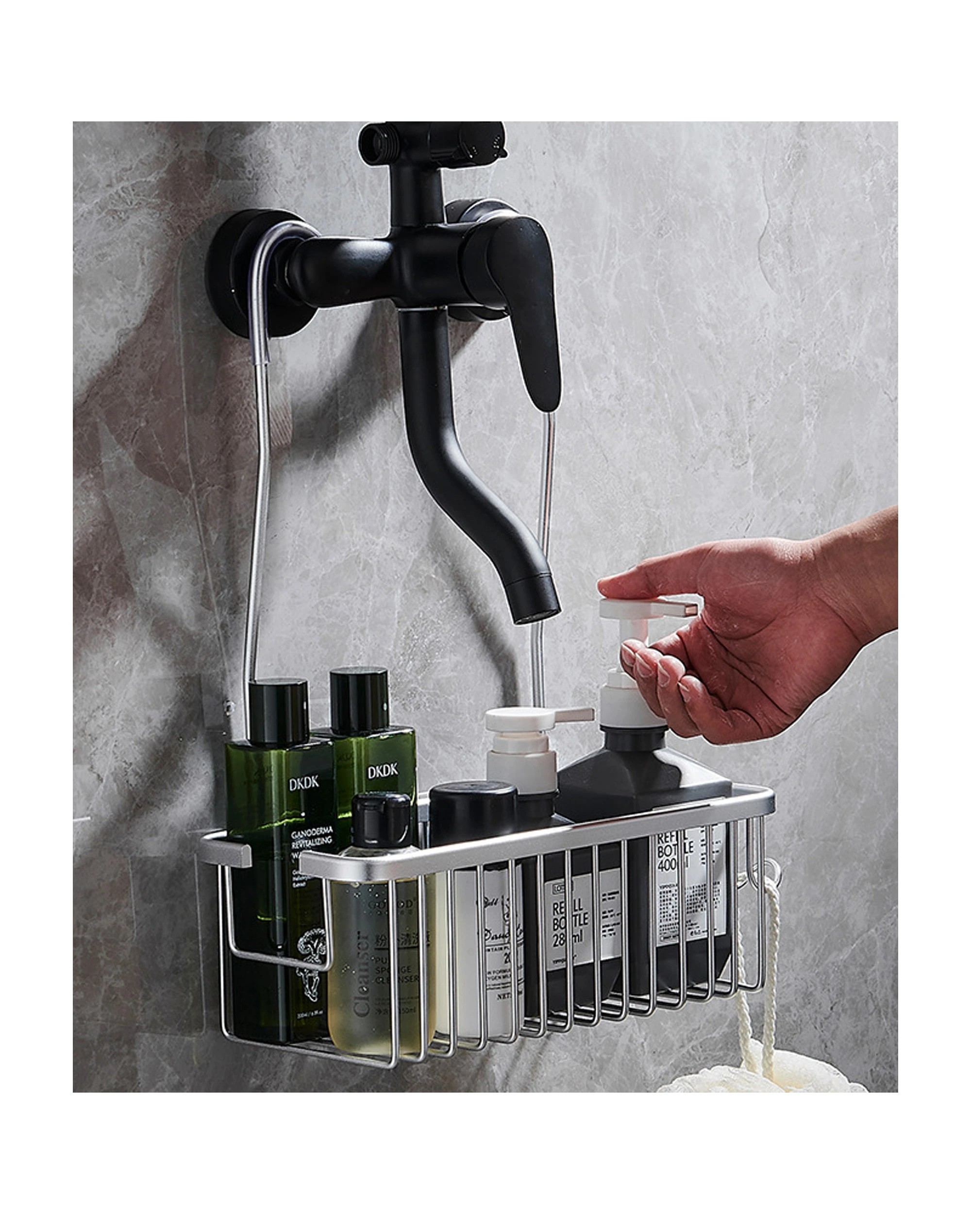 3 Hanging Shower Rack Bathroom Caddy Aluminium Alloy Rust Free Waterproof Bath Storage Organizer - Silver - Silver, 3 of 4